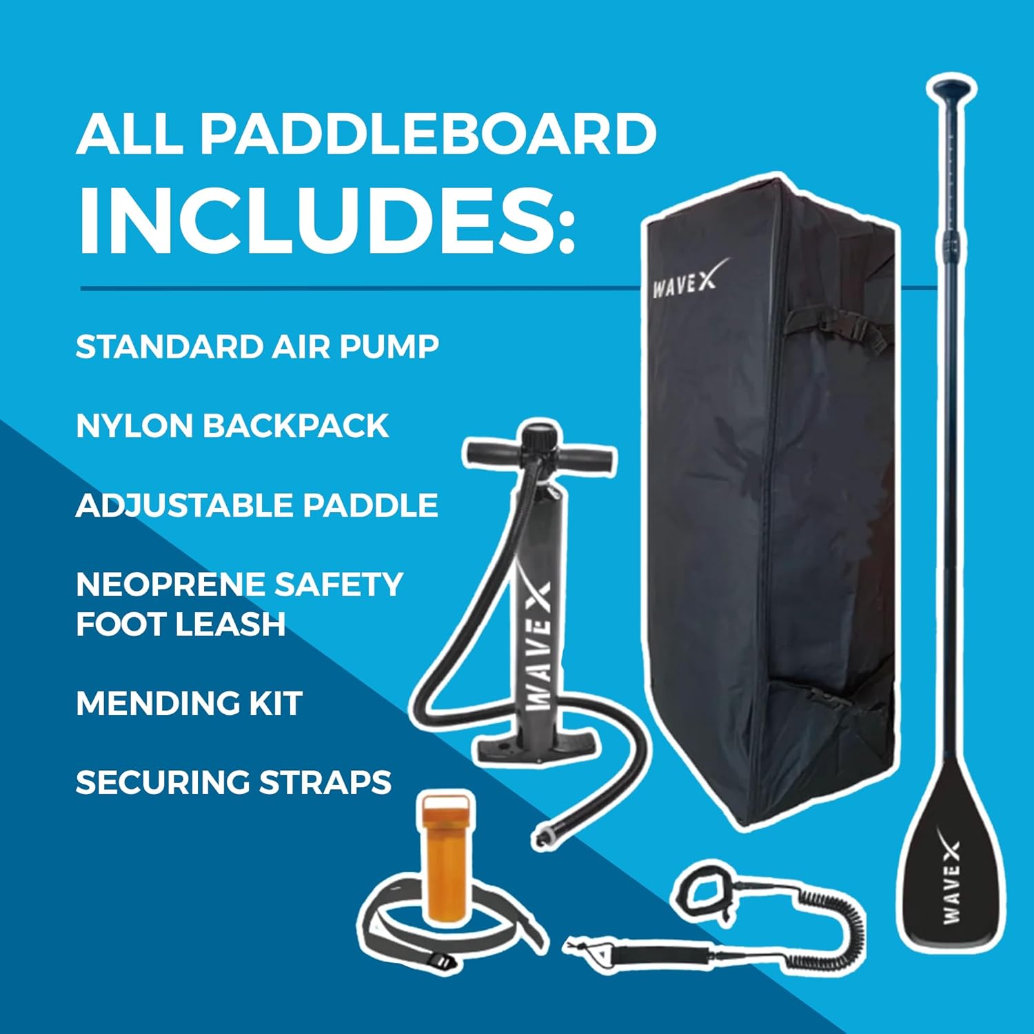 Wavex Tabla de remo inflable  Accesorios premium para tablas de remo  Varios tamaños 10’6, 11′, 11.6′