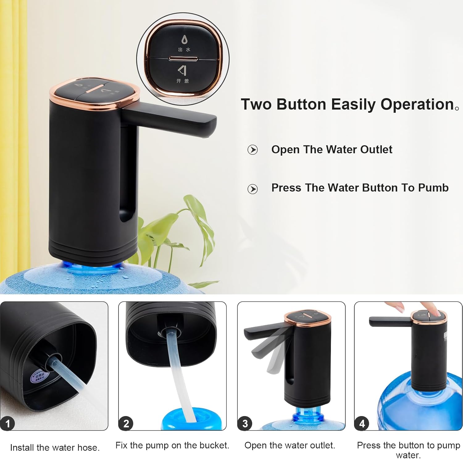 Dispensador de agua plegable eléctrico ultrapuro de 5 galones con abrebotellas multifuncional, bomba automática de botella de agua portátil de carga