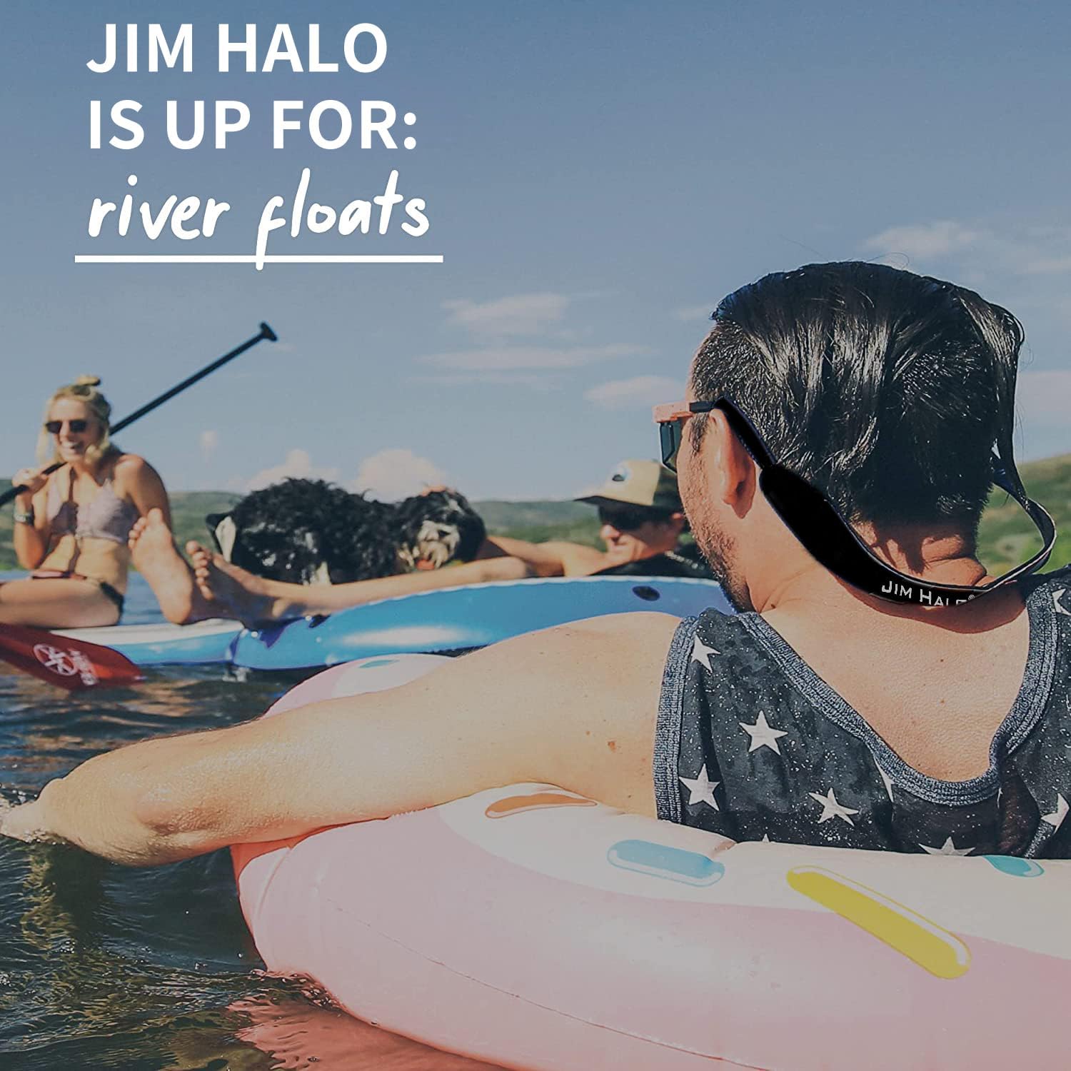 JIM HALO Paquete de 2 correas flotantes para lentes de sol  Retenedor clásico de neopreno deportivo  Asegura tus gafas y gafas