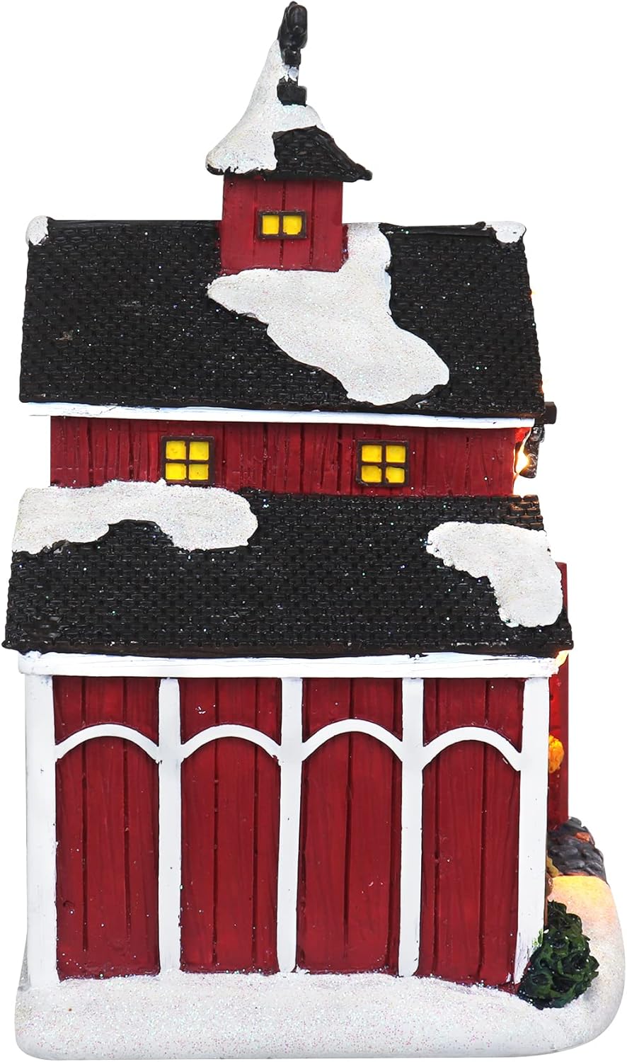 Christmas Village Farm Country Barn  Edificio coleccionable de aldea de nieve musical iluminada  Casas de pueblo de Navidad  Complemento perfecto