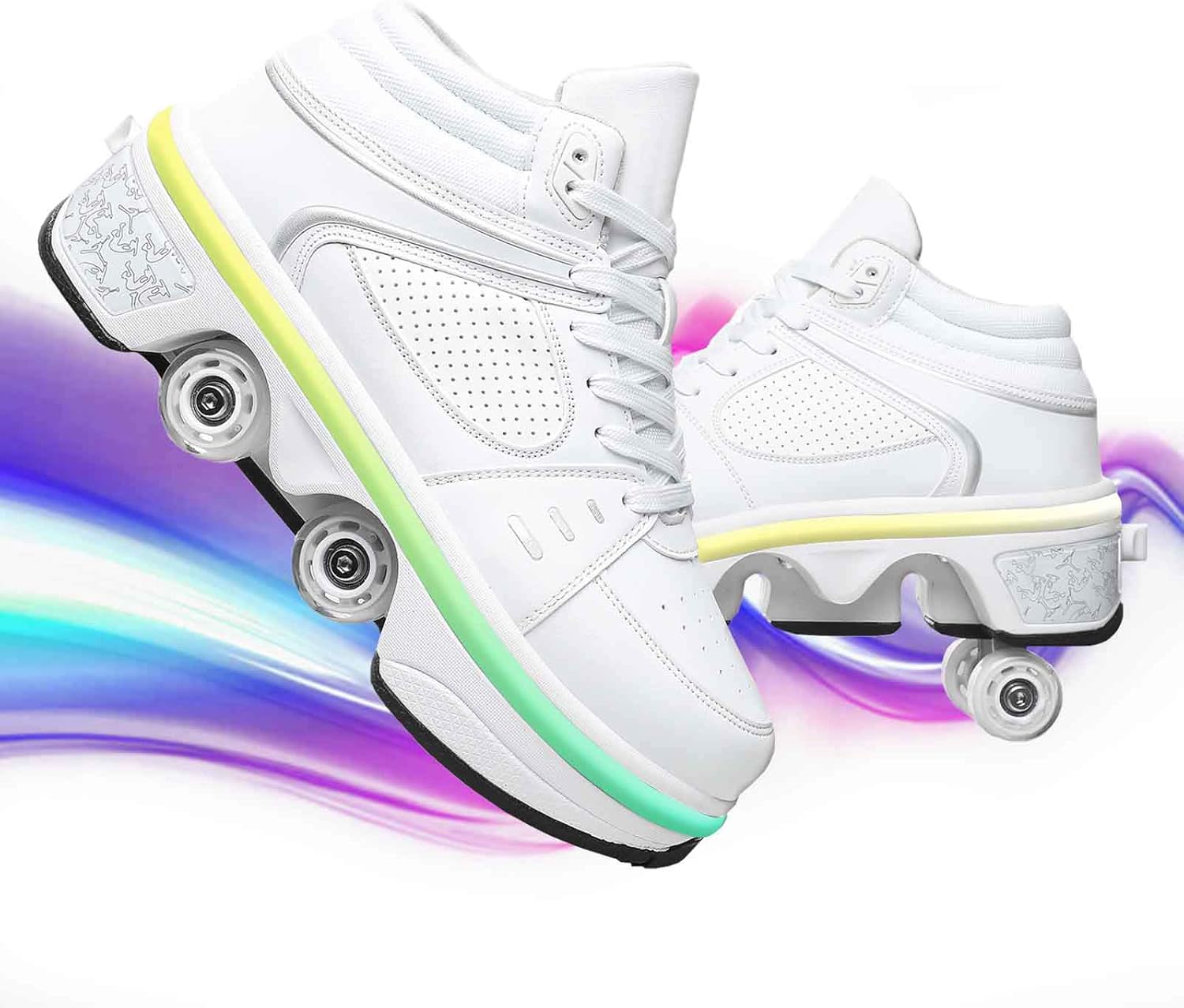 Mlyzhe Zapatos de patinaje Parkour Dual Skates Casual retráctil Deformation Roller Shoes Zapatos de patinaje con rueda de doble fila al aire libre
