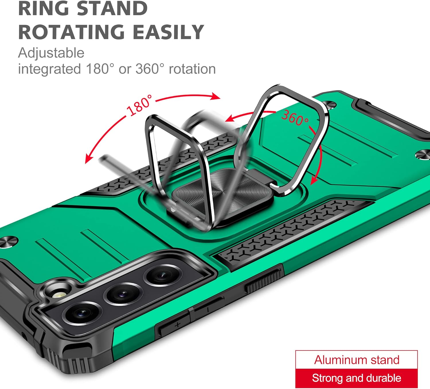 CMYFUTNG Funda para Galaxy S21 Ultra con soporte de anillo, Soporte de anillo giratorio de 360 Funda de teléfono de grado militar a prueba de caídas
