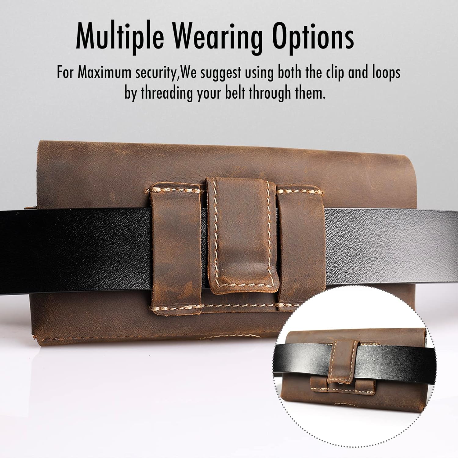 Funda de cuero para teléfono, clip para cinturón, doble bolsillos, bolsa para teléfono celular, tarjetas y efectivo, cierre magnético, funda para