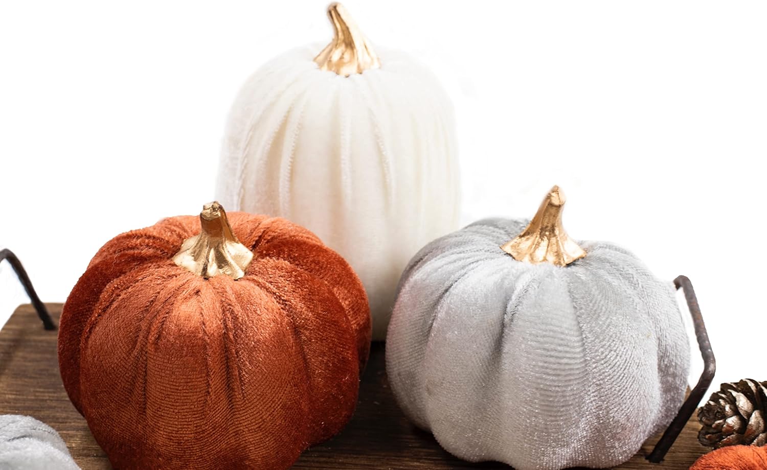 Calabazas de terciopelo de Acción de Gracias, 18 piezas de decoración de mesa de otoño para el hogar, juego de calabazas artificiales para la
