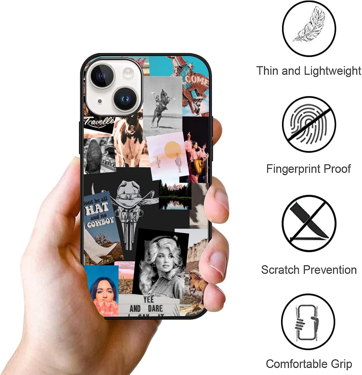 Funda compatible con iPhone 15 Plus  Funda protectora de TPU suave a prueba de golpes con diseño de vaquera vaquera vaquera y country chic