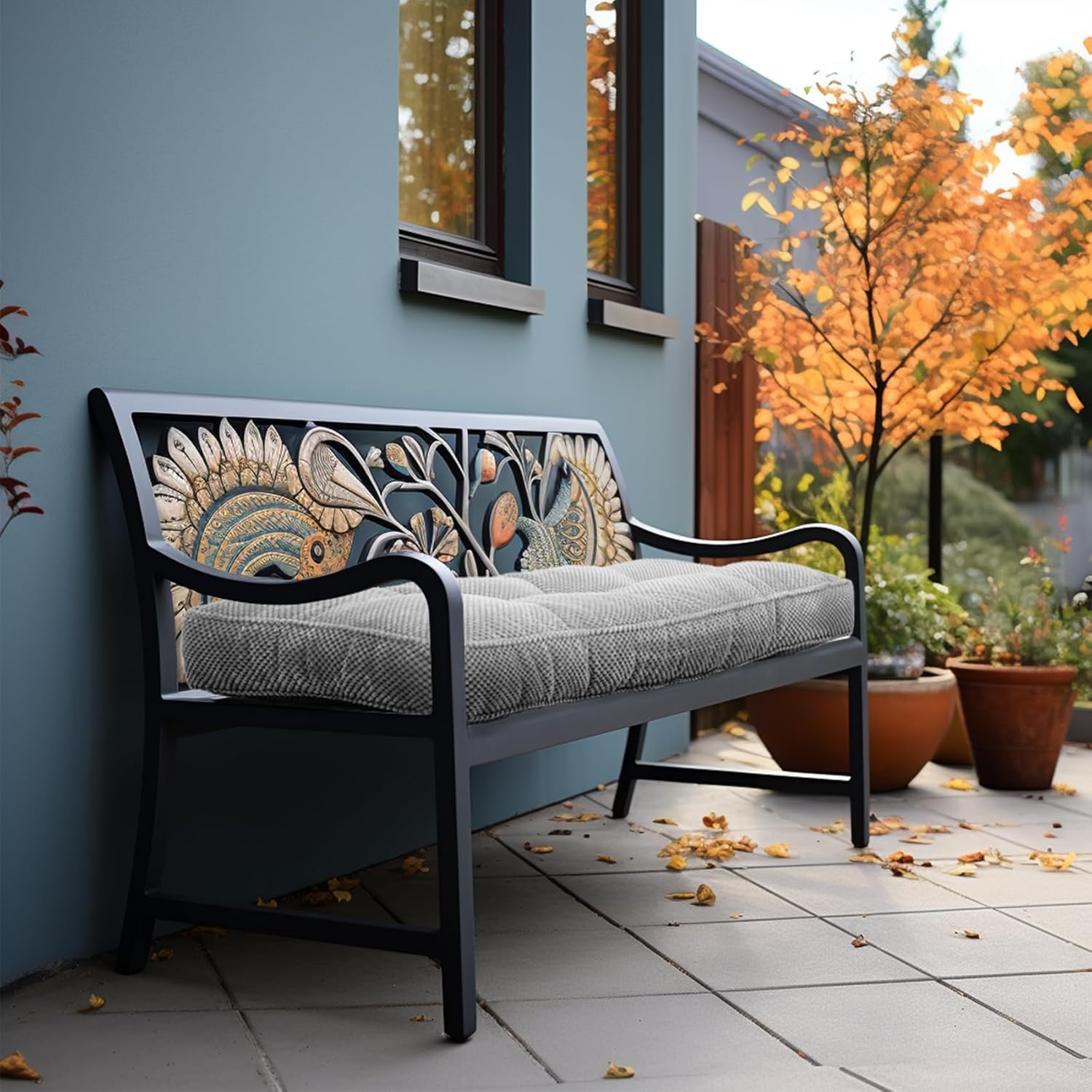 RULAER Cojín de banco copetudo para interiores, 36 x 14 x 4 pulgadas, extra grueso, suave, antideslizante, duradero, para muebles de exterior, cojín