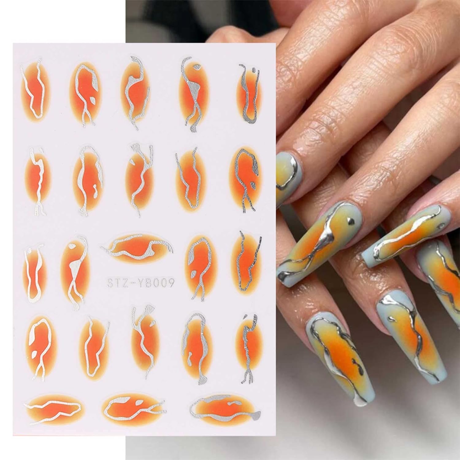 12 hojas de calcomanías de arte de uñas de mármol, calcomanías autoadhesivas para uñas, línea azul francesa, suministros de uñas, diseño de uñas,