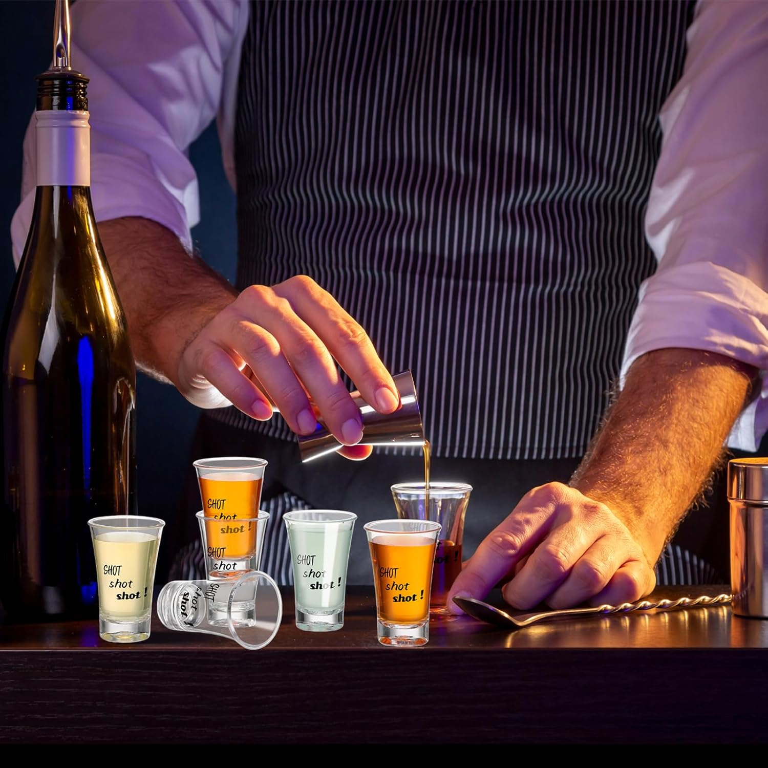 24 vasos de chupito de 1.2 onzas, coloridos vasos de chupito de acrílico con fondo pesado, vasos de chupito divertidos de plástico para licores de