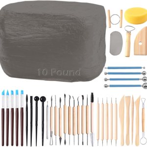 ReArt Arcilla natural seca al aire, arcilla para hornear, arcilla de cerámica de bajo fuego, 10 libras con 40 herramientas de cerámica, juego de ReArt Arcilla natural seca al aire, arcilla para hornear, arcilla de cerámica de bajo fuego, 10 libras con 40 herramientas de cerámica, juego de