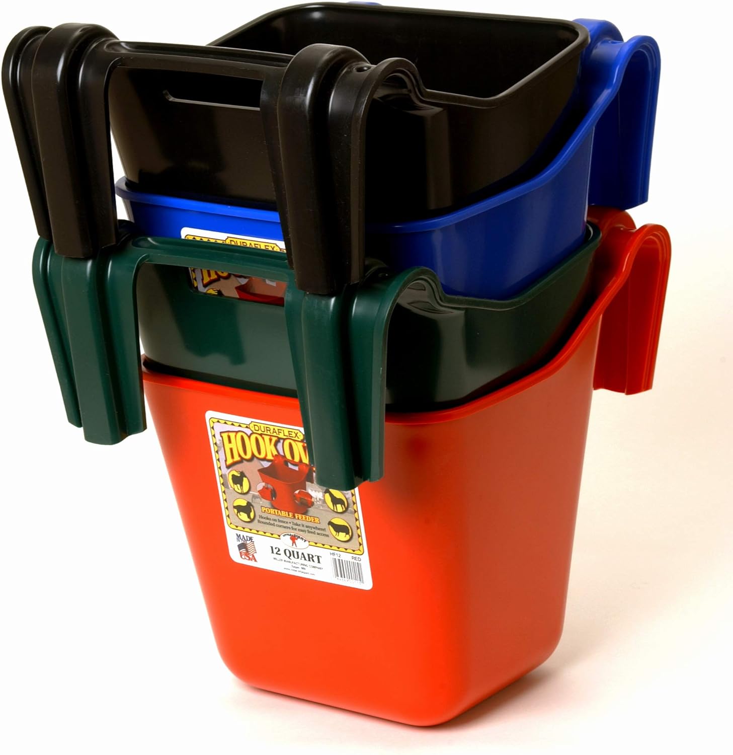Little Giant Comedero de plástico con gancho  Cubo de alimentación para ganado y mascotas  Cubo de alimentación para caballos  Fabricado en Estados