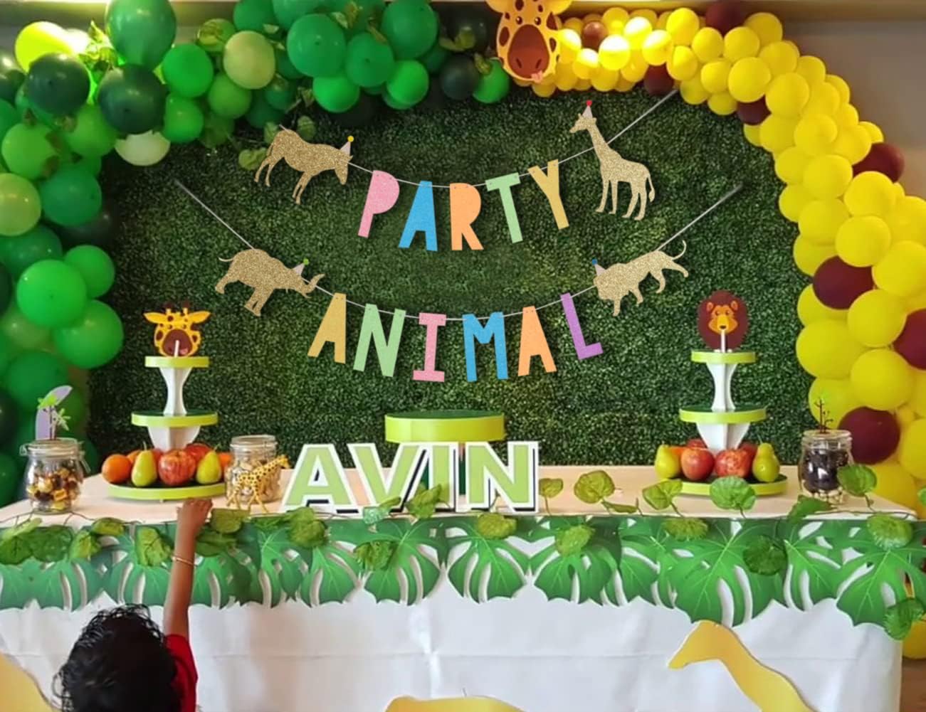 WAOUH Cartel de cumpleaños de animales para bebé, decoración de fiesta de zoológico, decoración de fiesta de circo para baby showers, accesorios de