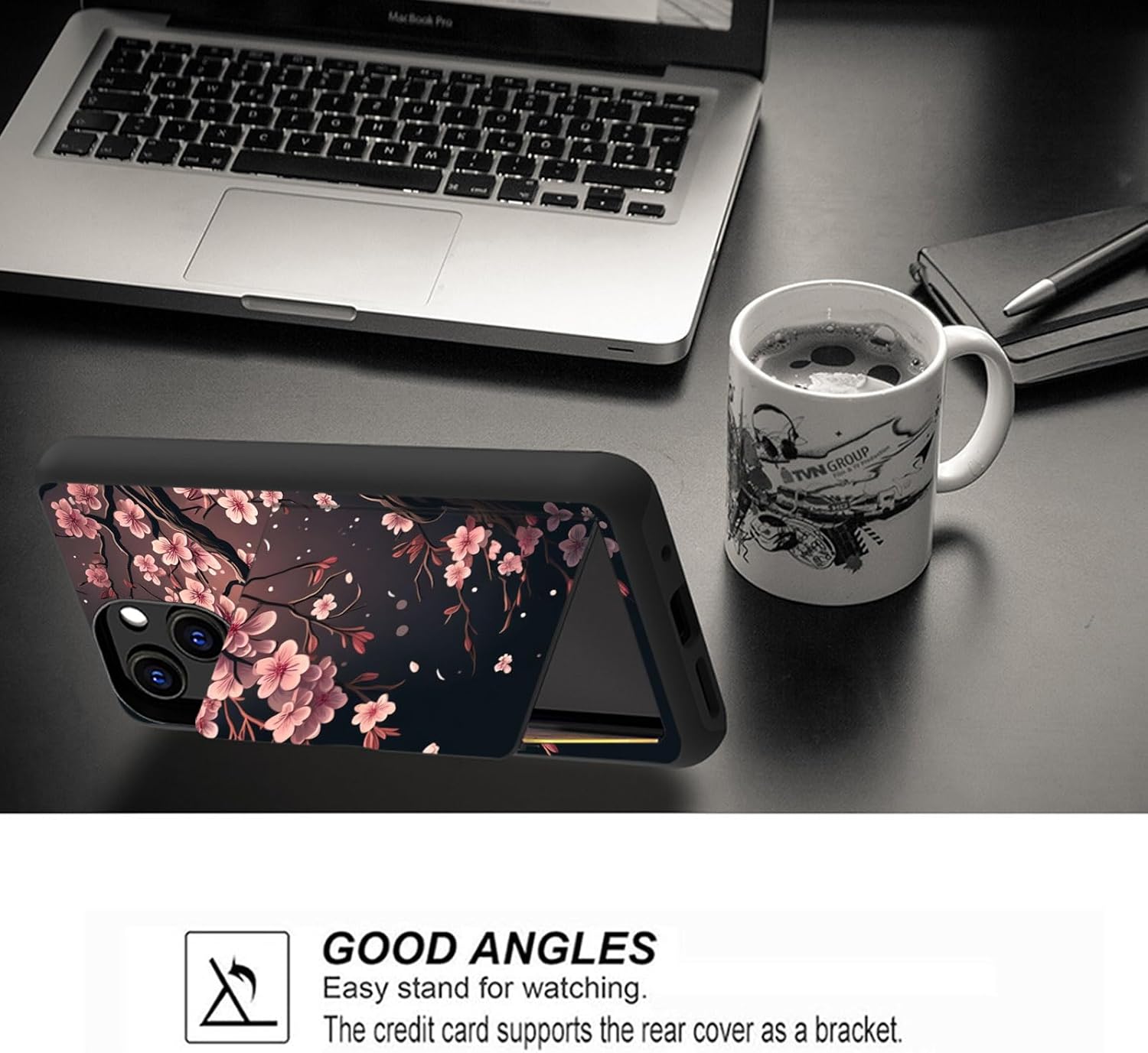 Vobber Funda para iPhone 15 Plus, funda tipo cartera con ranura para tarjeta oculta, a prueba de golpes, TPU y PC, funda protectora de doble capa