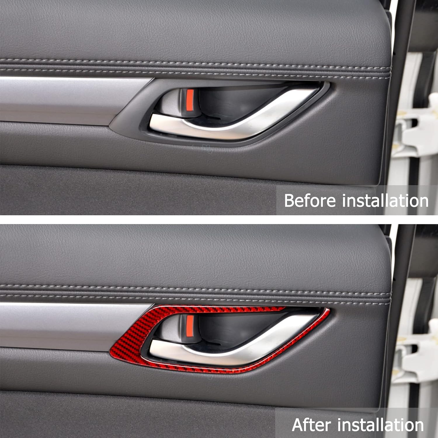 nuoozy Compatible con cubierta de marco de manija interior de puerta, accesorios interiores de fibra de carbono para Mazda CX-5 2017 2018 2019 2020