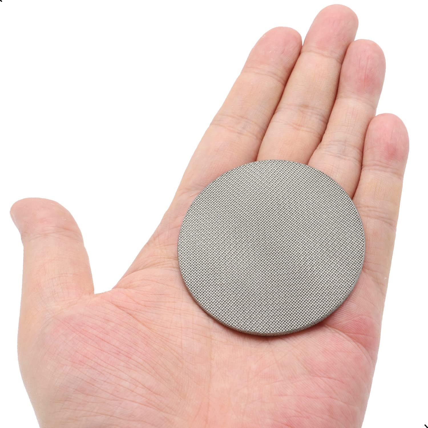 Paquete de 2 pantallas de disco de café de 2.303 in, placa de malla reutilizable de 0.067 in de grosor para cesta de filtro de portafiltro de