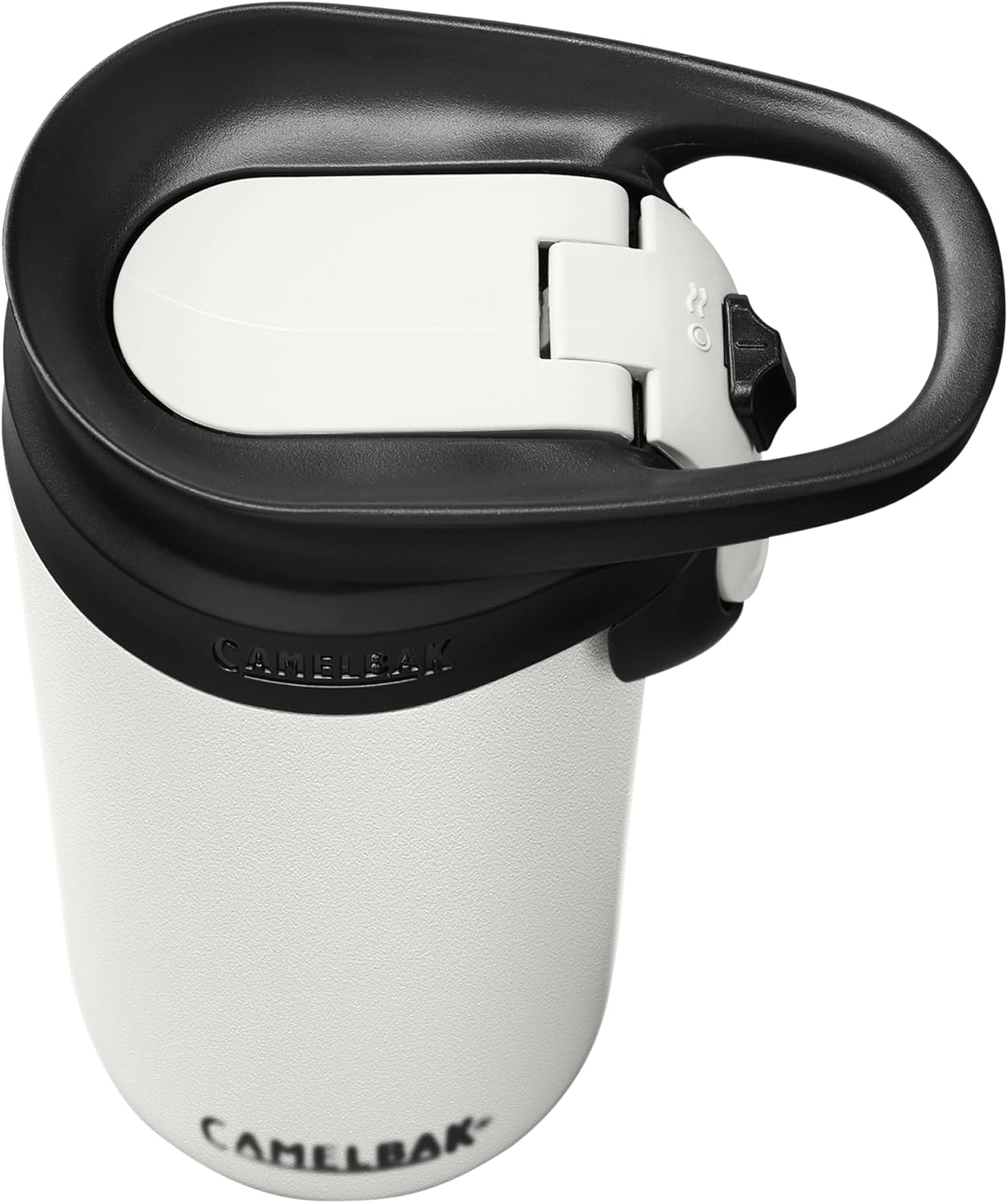 CamelBak Forge Flow – Taza de café y viaje de 12 onzas, acero inoxidable aislado, base de silicona antideslizante, fácil operación con una sola mano