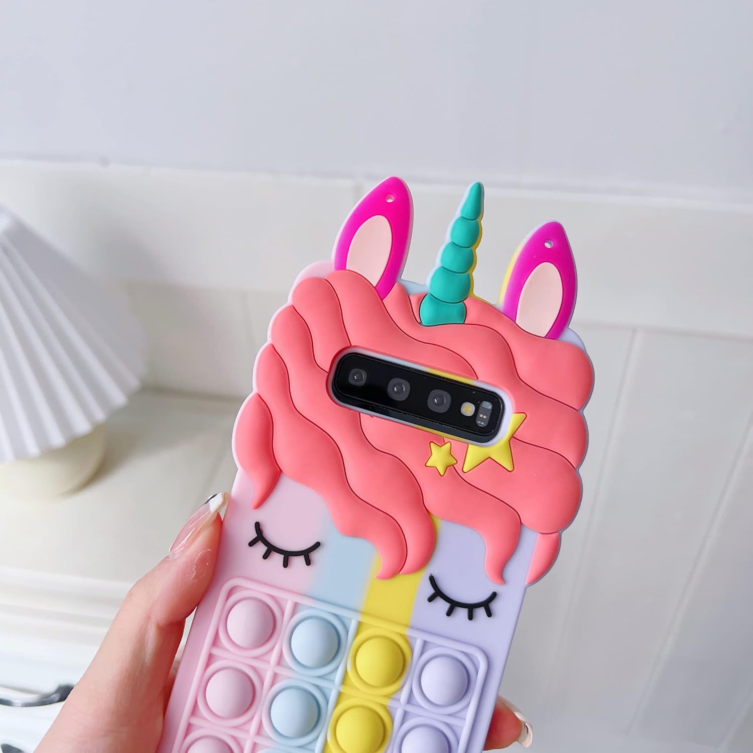 Lubiogio Funda de silicona suave para Samsung Galaxy S10+Plus de 6.4 pulgadas con correa, diseño 3D de dibujos animados kawaii para niñas, mujeres,