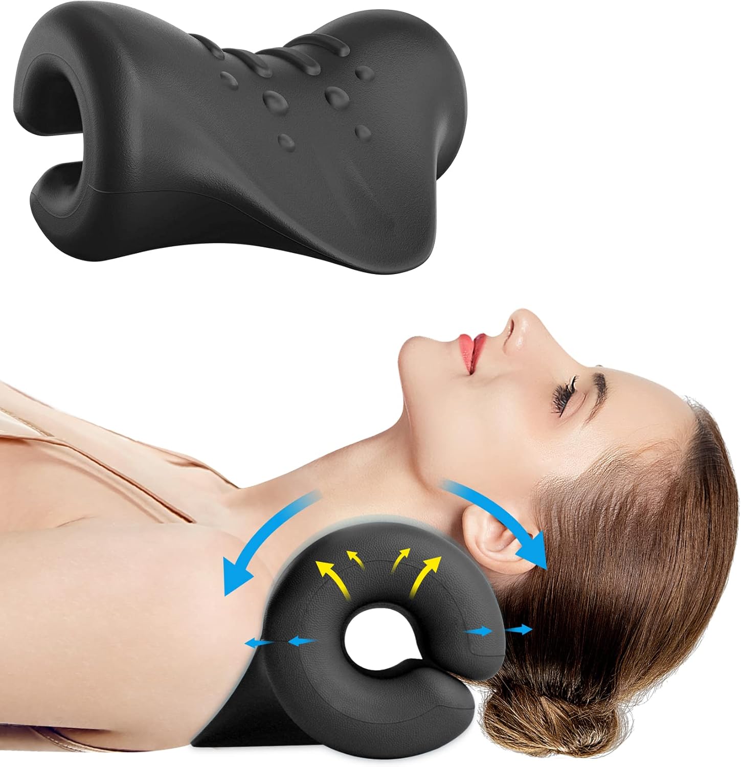 Relajante de cuello y hombros, dispositivo de tracción cervical para aliviar la fatiga y el dolor de cuello y hombros, almohada quiropráctica para