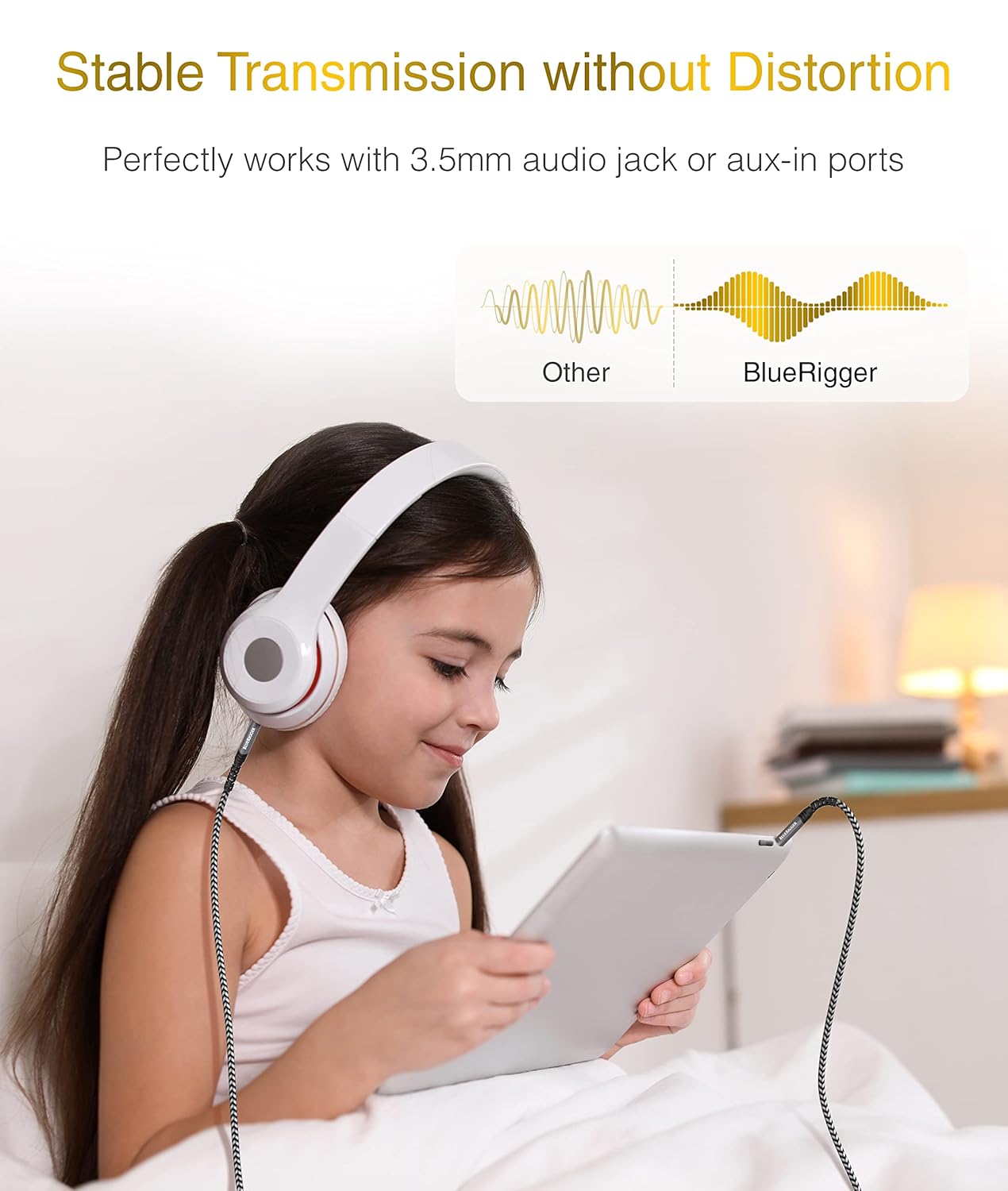 BlueRigger Cable de audio estéreo de 0.138 in (3 pies, conector chapado en oro de 24 quilates, cable auxiliar, macho a macho, sonido de alta