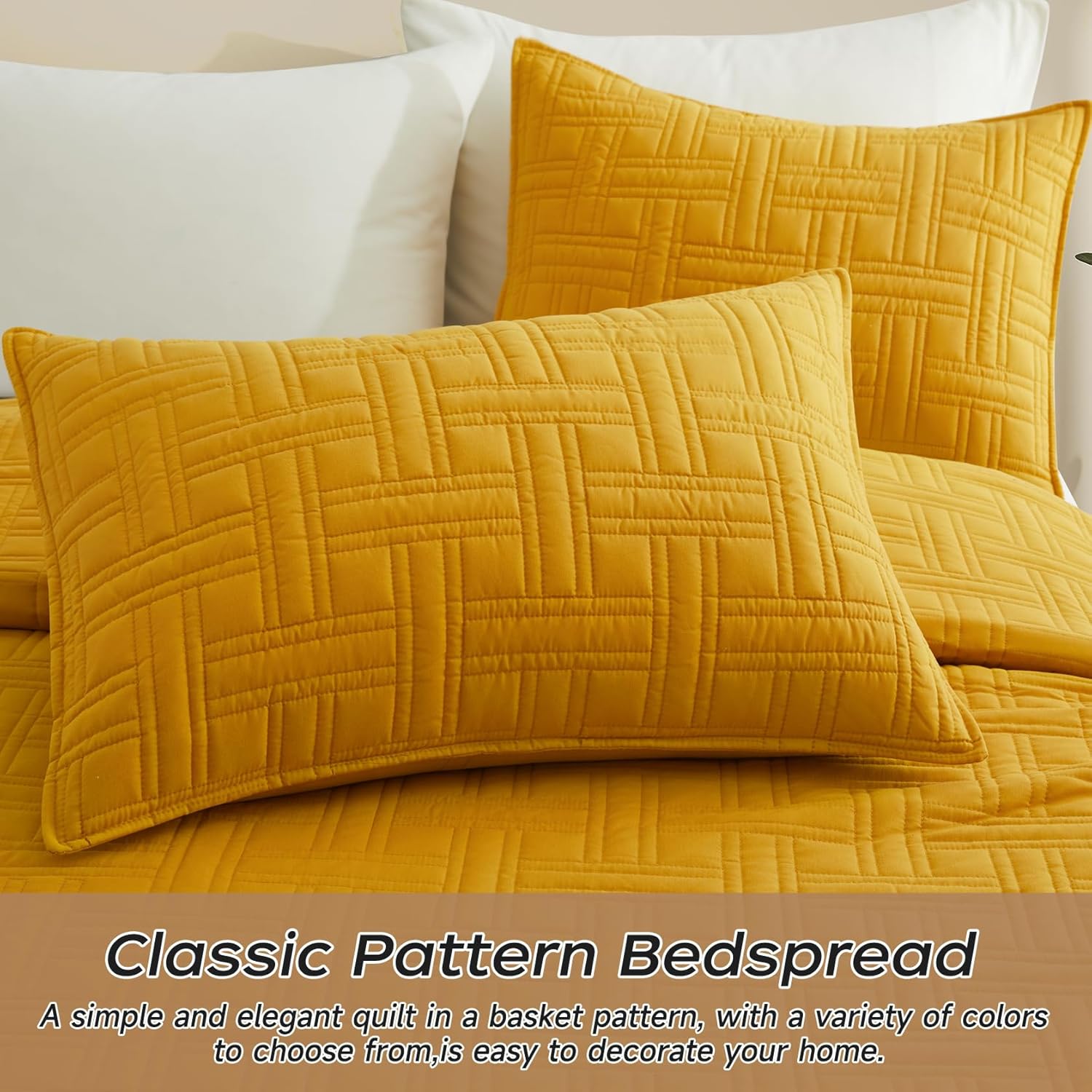 Juego de edredón tamaño Queen mostaza, juego de ropa de cama ligero de verano, juego de ropa de cama fino amarillo de microfibra suave para todas