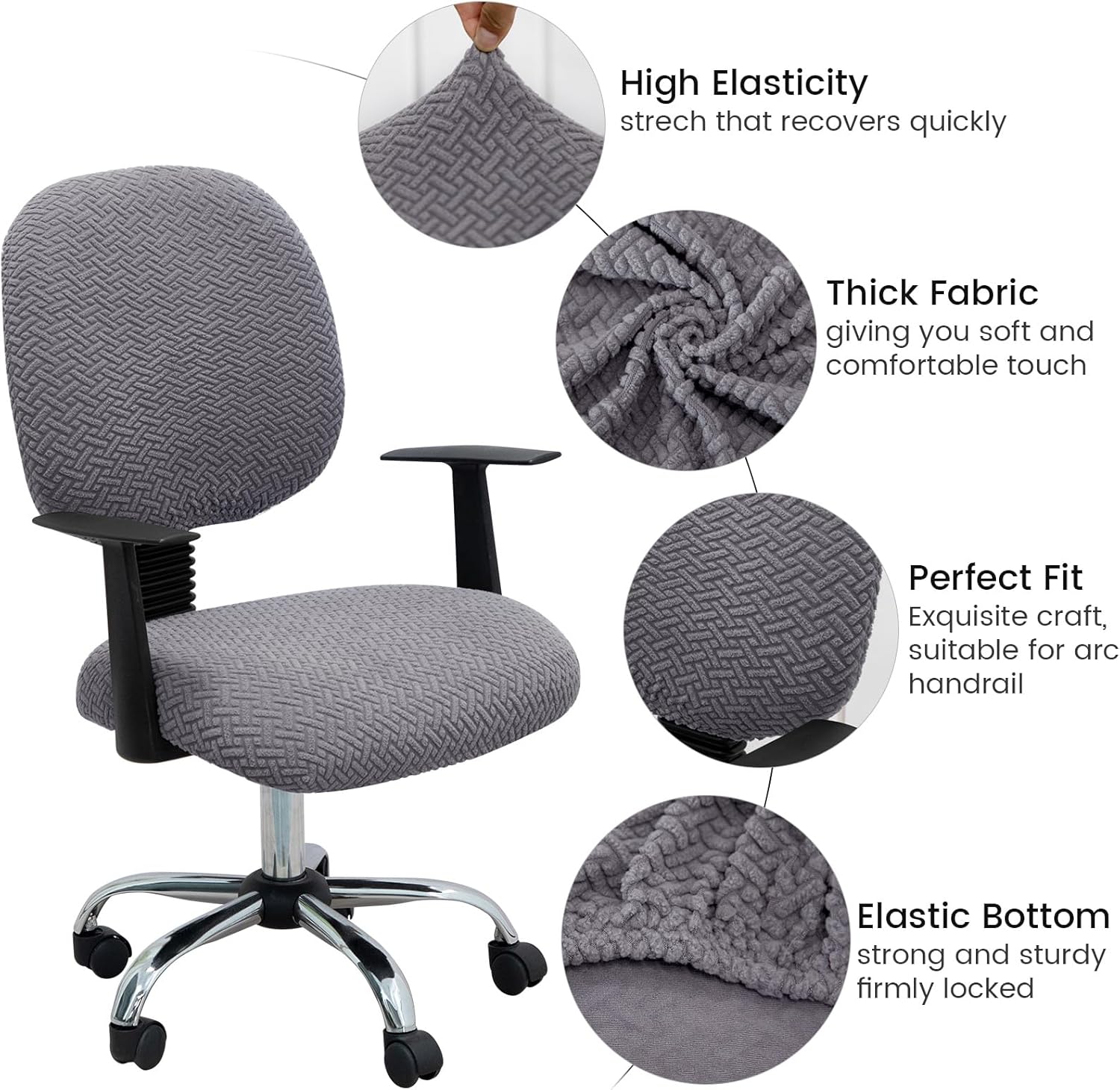 MIFXIN Funda elástica elástica para silla de computadora, 2 piezas, de punto, universal, para silla de computadora, protector de muebles para