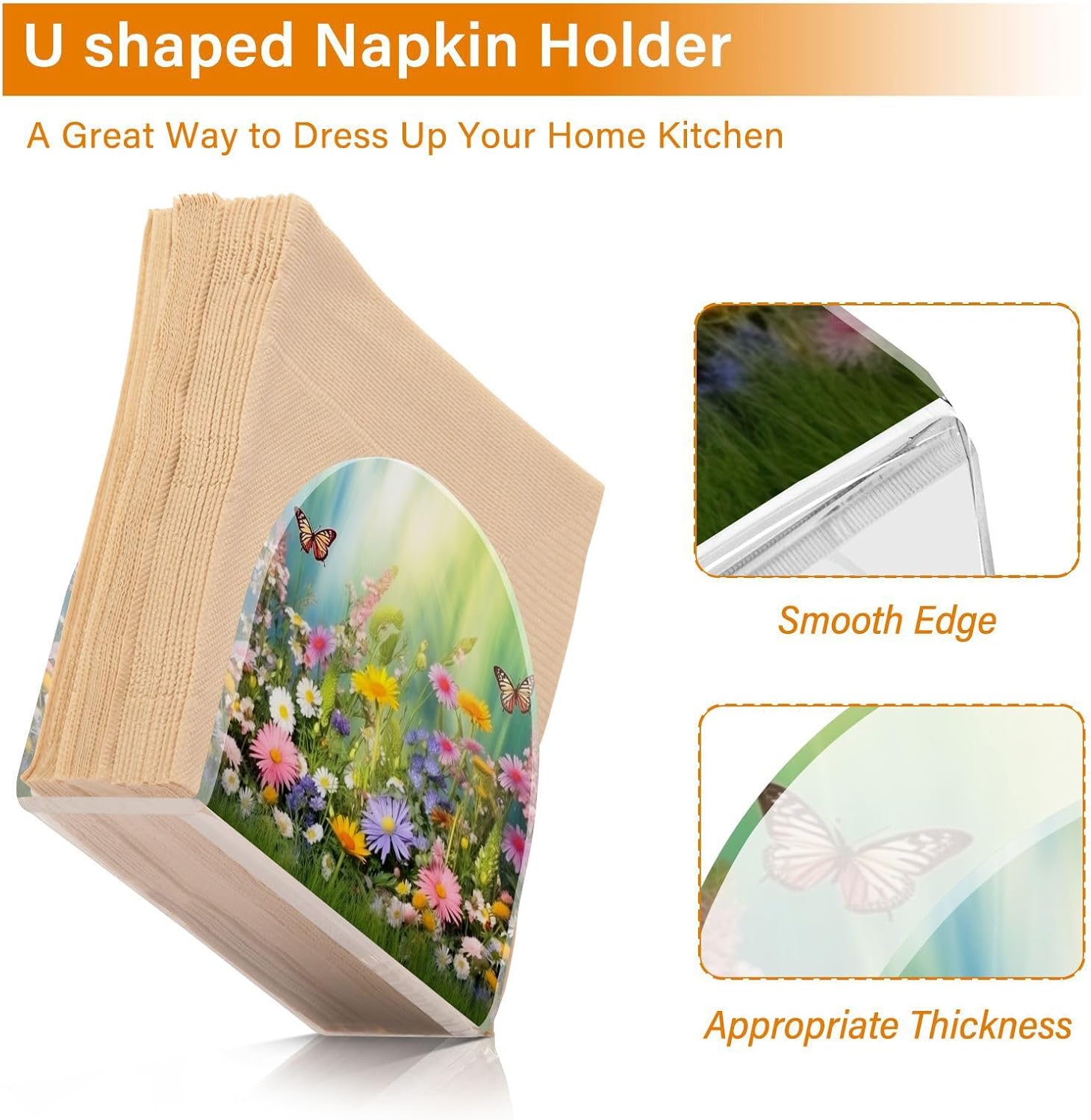 Servilleteros de mariposa de primavera para mesas, servilleteros de acrílico transparente para servilleteros de cóctel para cocina, restaurante,
