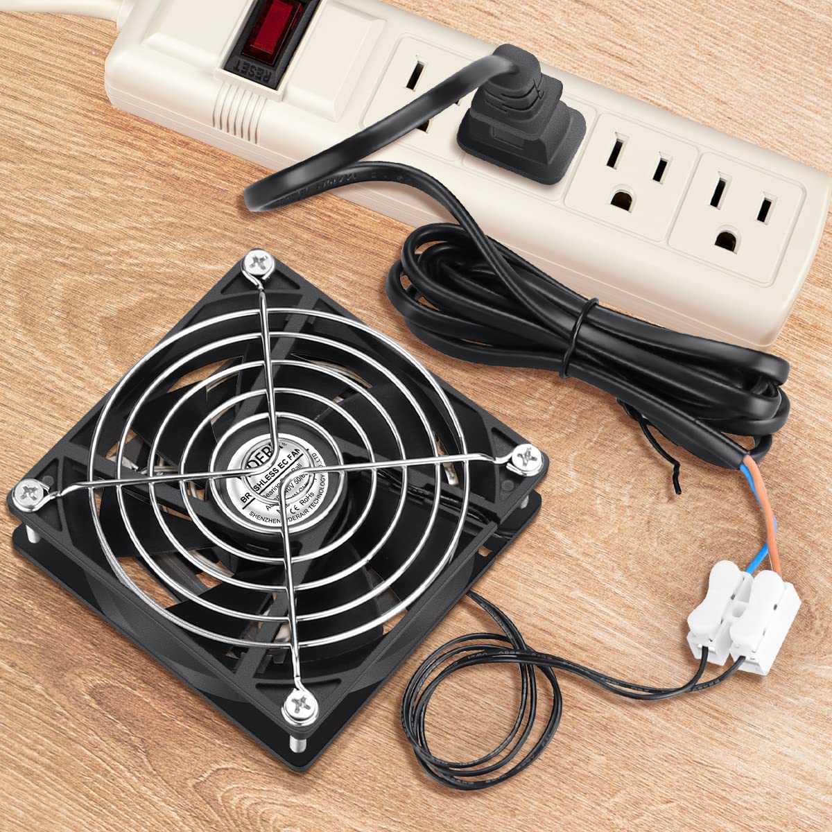 EC 3.622 in x 0.984 in 3.543 in Ventilador de enfriamiento axial AC 110v 120v 220v 240v doble bola pared enchufe para receptor DVR Playstation Xbox