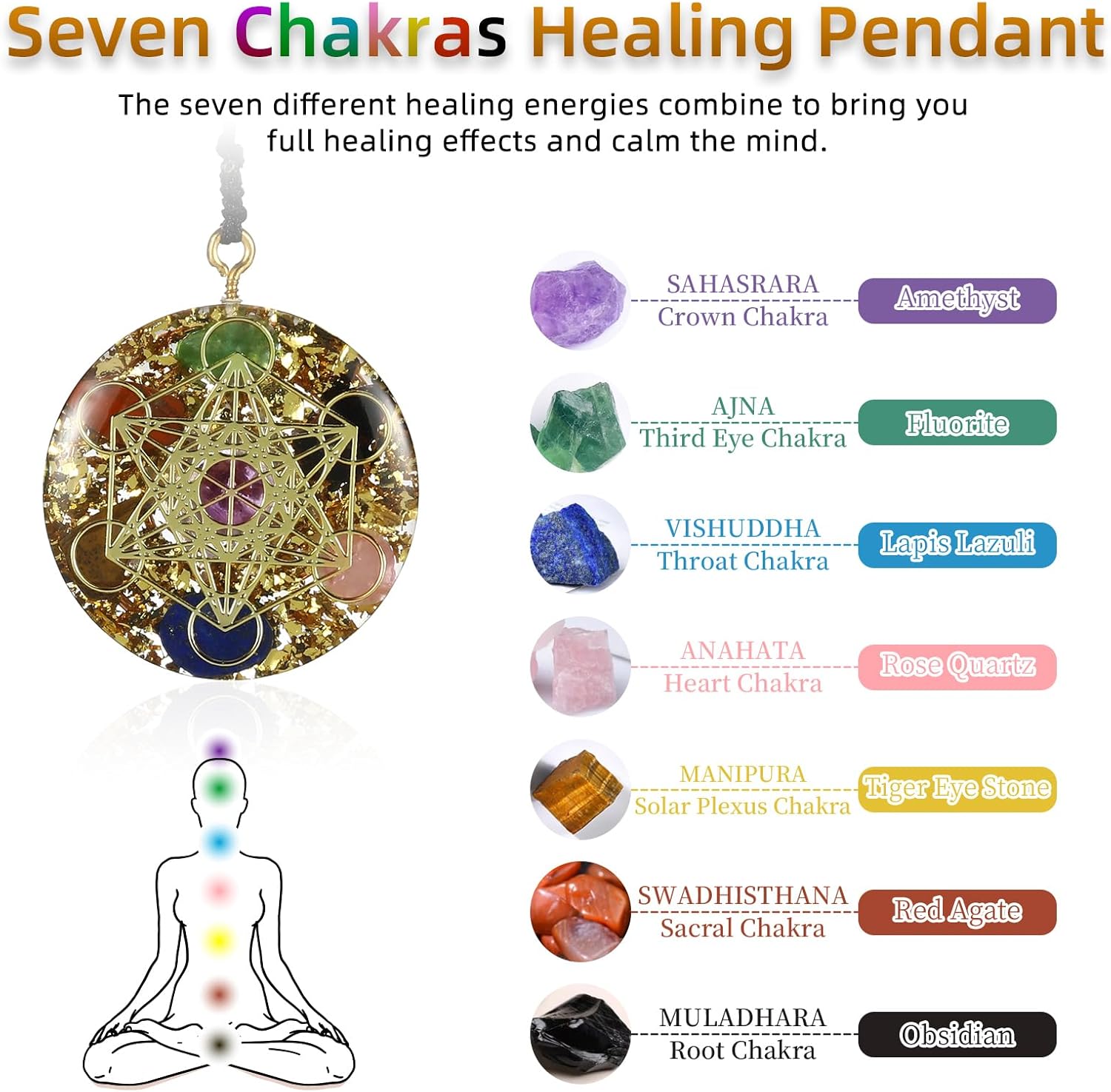Pirámide de orgón grande para energía positiva, amatista de orgonita y obsidiana pirámides de cristal curativo para reducir el estrés, la meditación