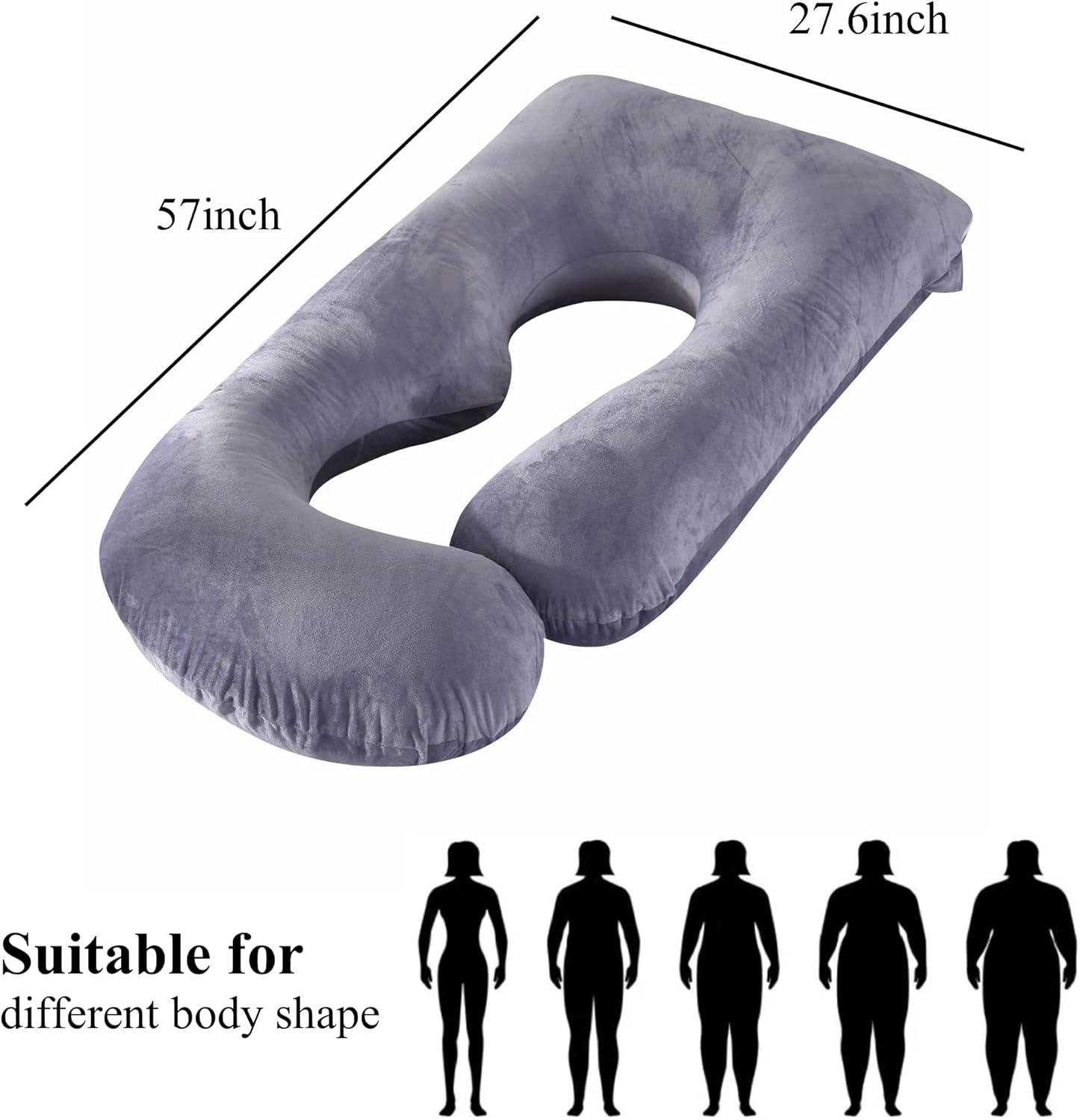 ALLOPERA Almohadas de embarazo de cuerpo completo en forma de U, almohada de maternidad para apoyo para dormir para piernas, espalda, cuello,
