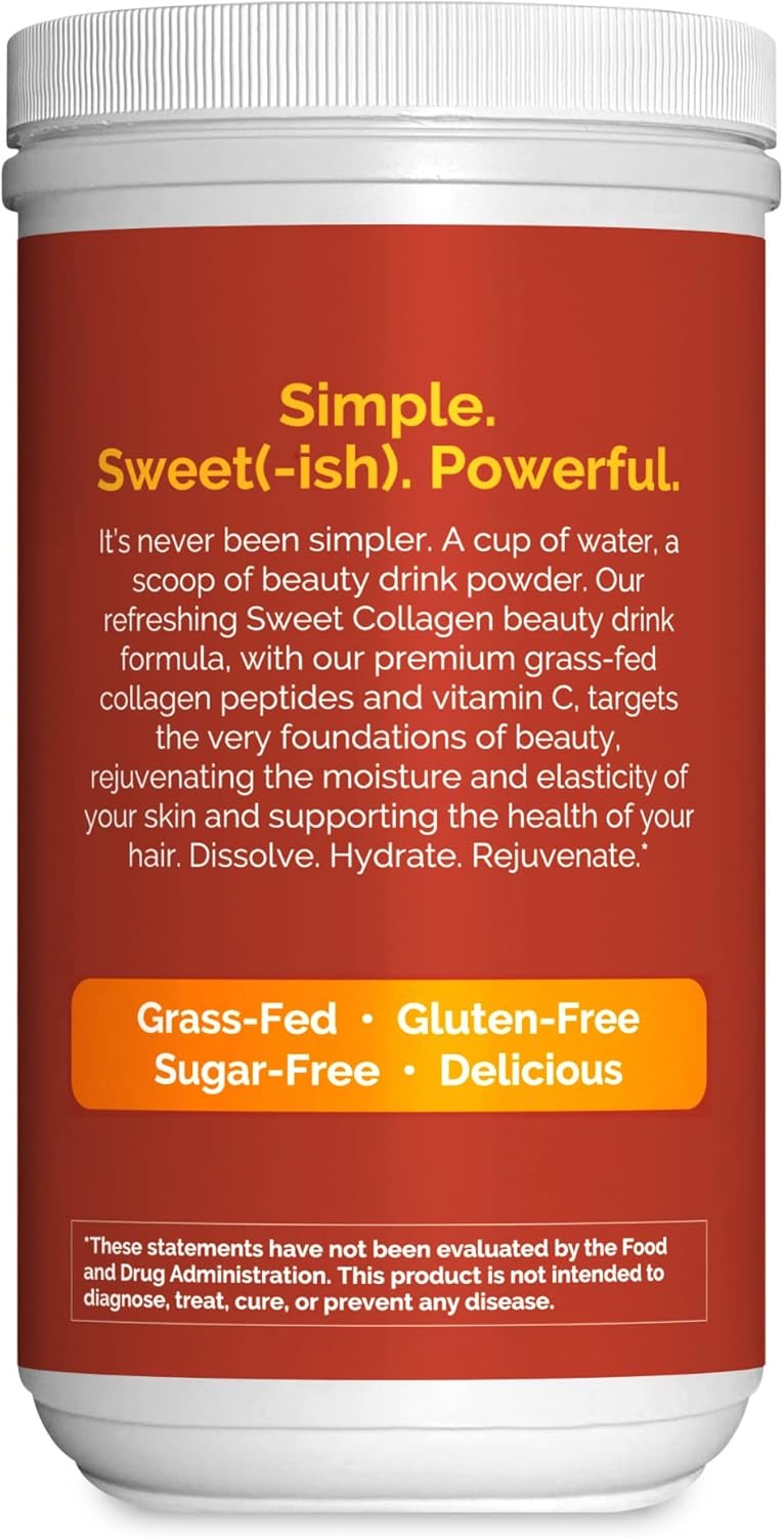 Zint Mezcla de bebida de belleza en polvo de colágeno dulce (piña orangeade) delicioso suplemento proteico de péptidos de colágeno hidrolizados,