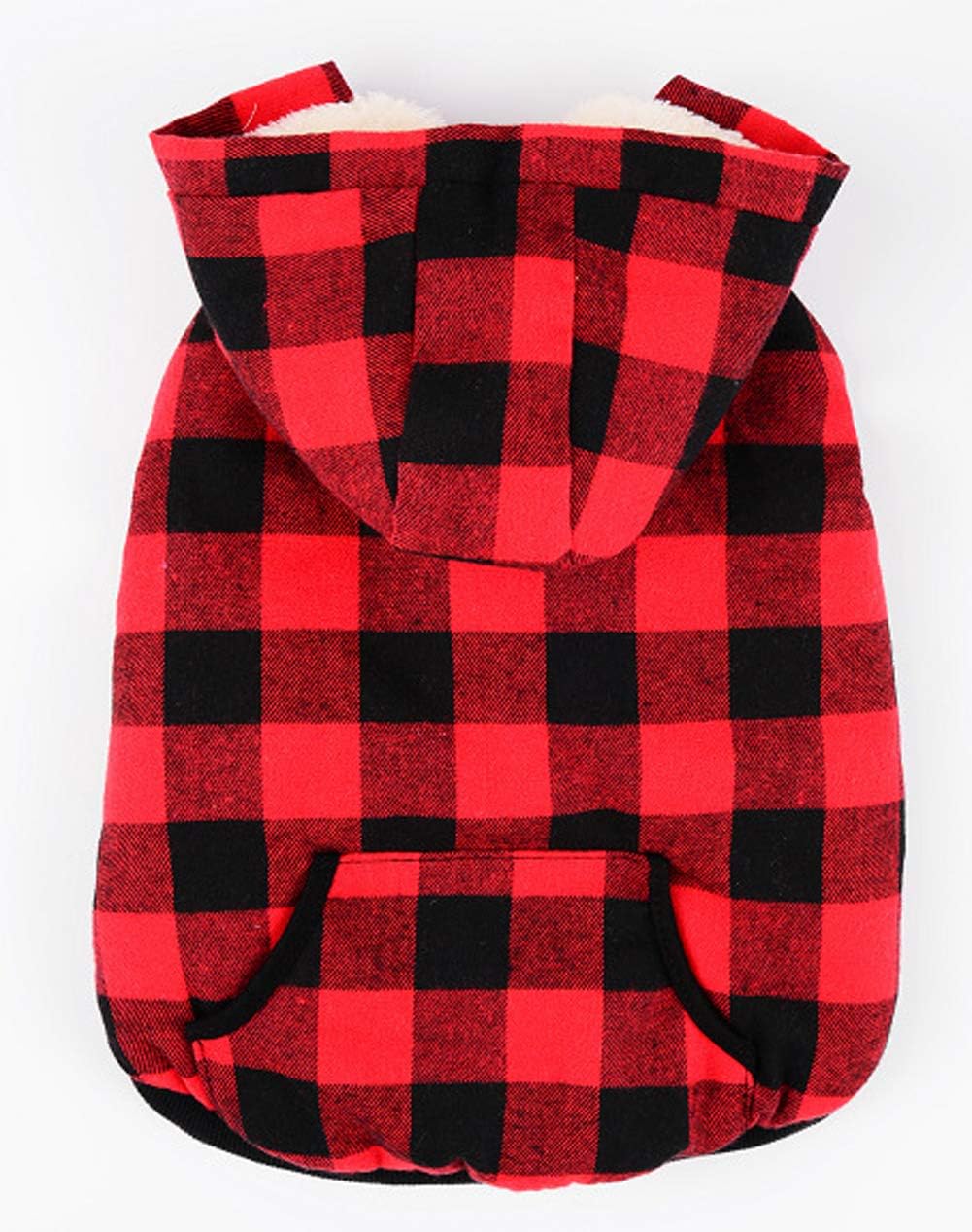 Rantow Chaqueta resistente al viento para perro, abrigo de invierno desmontable, sombrero para clima frío, chaleco para perro a cuadros rojosazules
