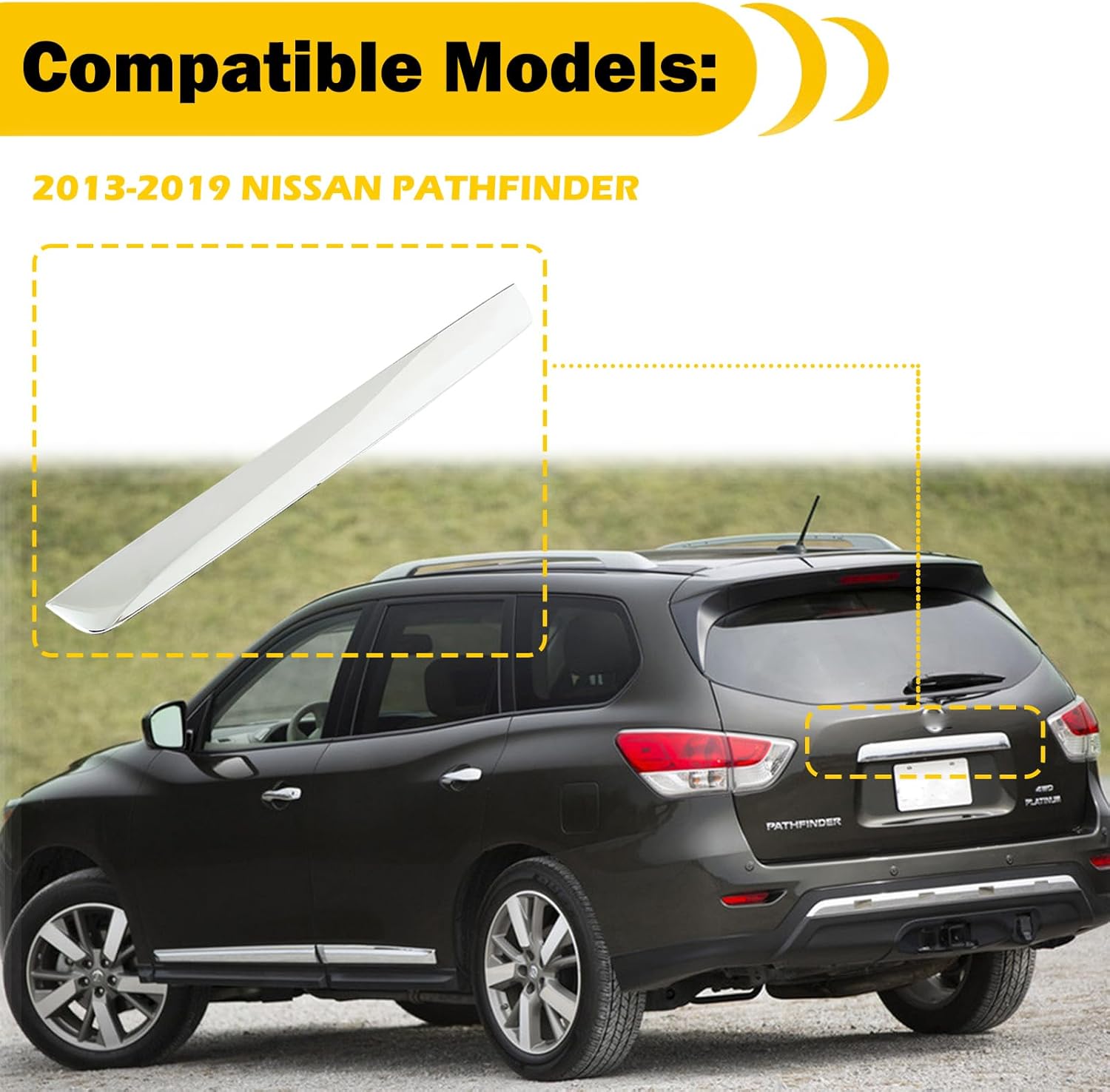 90810-9PG0A – Moldura de acabado de acabado cromado para portón trasero para Nissan Pathfinder 2013-2019