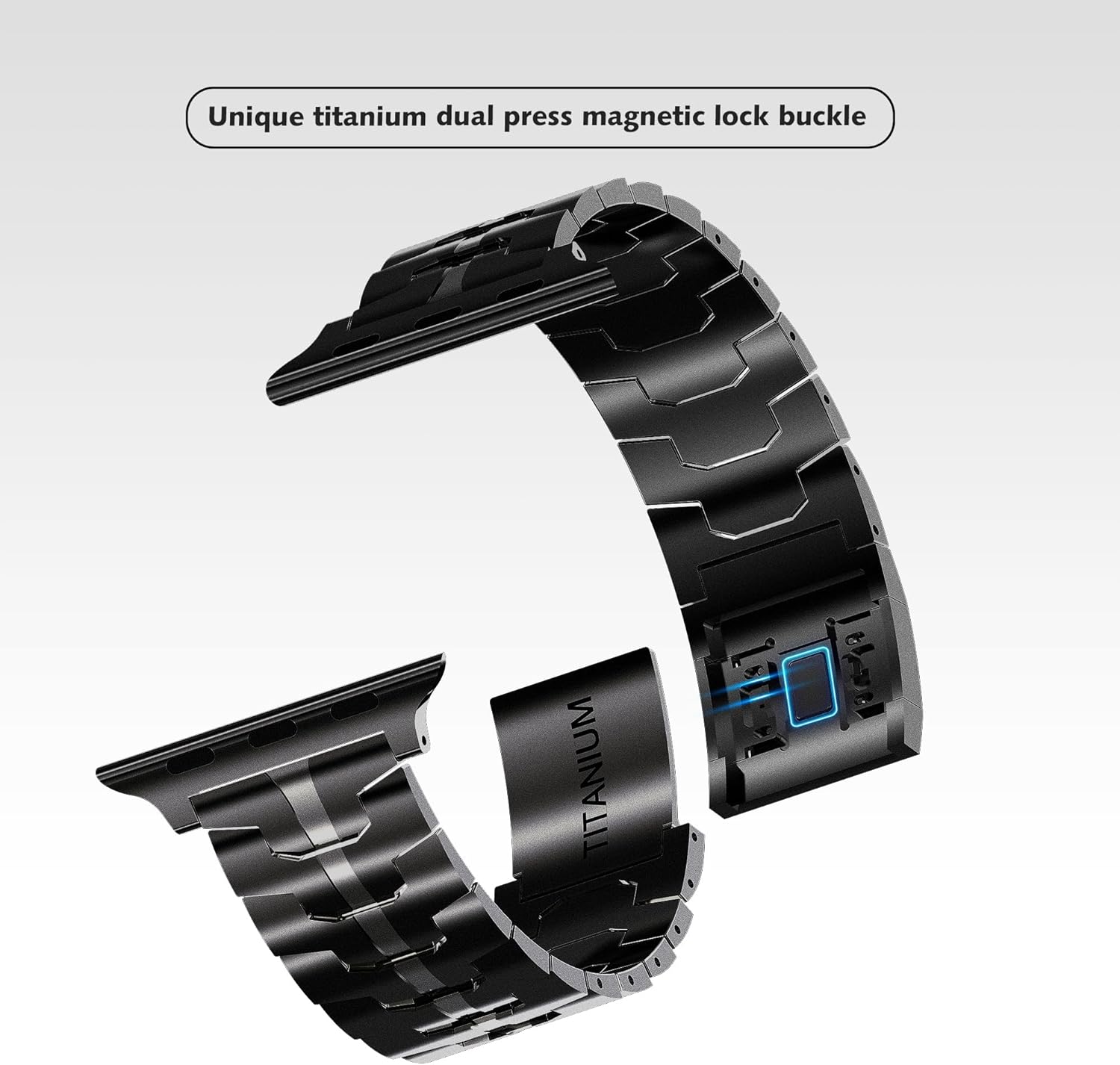KULUZE Correa para Apple Watch, correa de metal de titanio de 4945441.654 in para Apple Watch Ultra 2Series 98765SE, banda más ancha para hombres