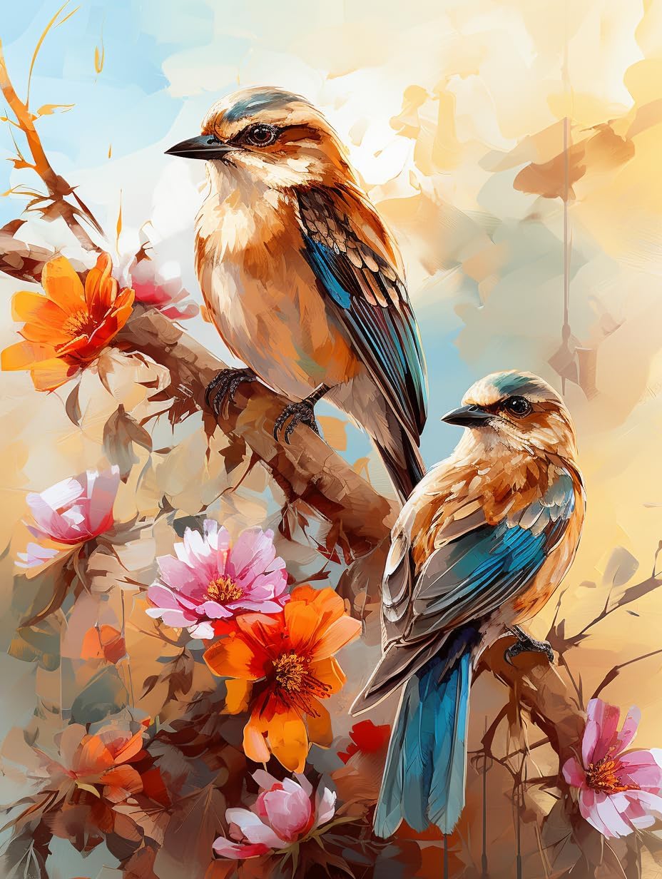 Kaliosy Kits de pintura de diamantes 5D para adultos, flores por números, pintura con diamantes, arte de animales, bricolaje, taladro completo,