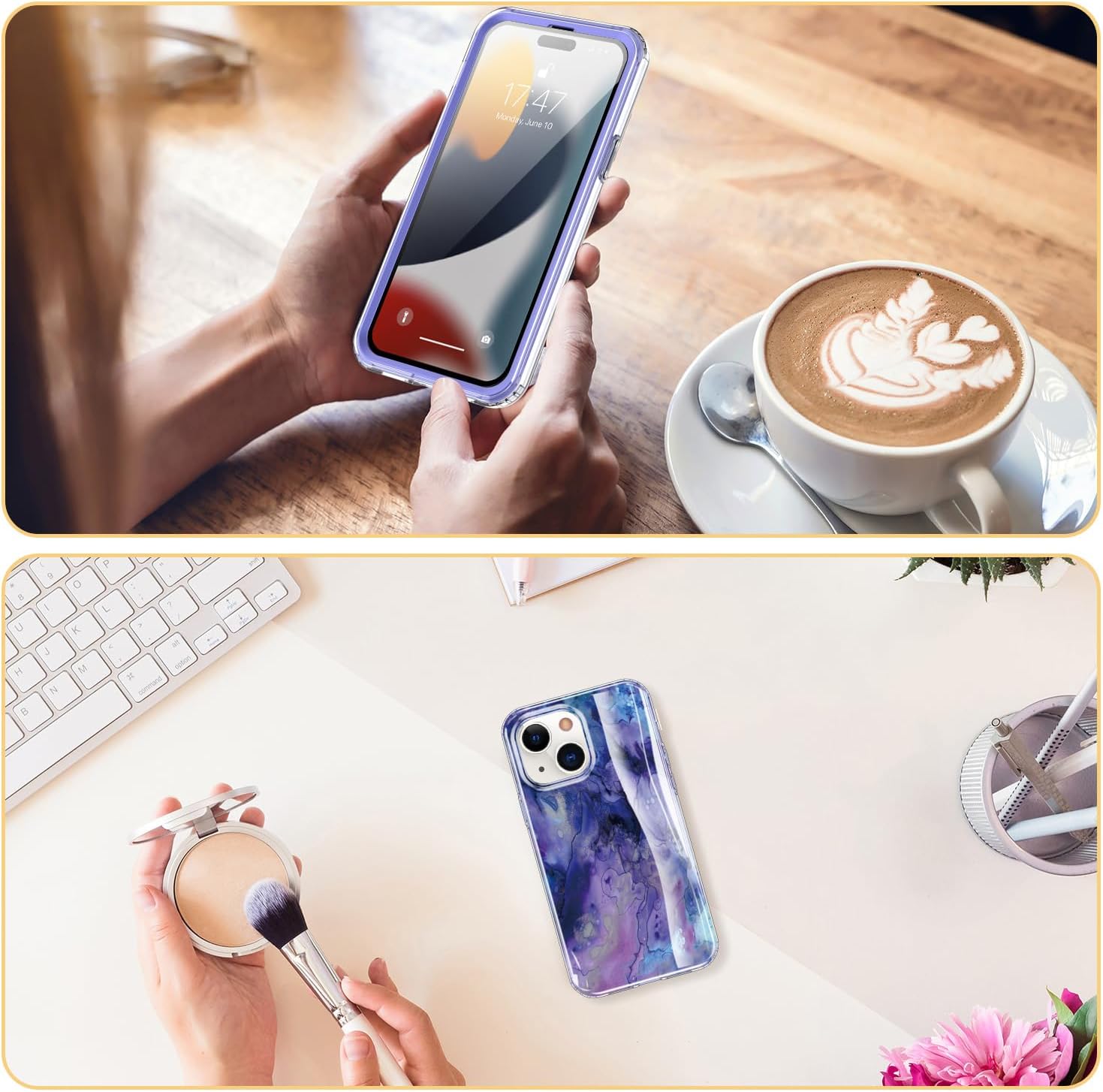 Esdot Funda para iPhone 15 con protector de pantalla integrado, funda duradera con diseños de moda para mujeres y niñas, elegante funda protectora