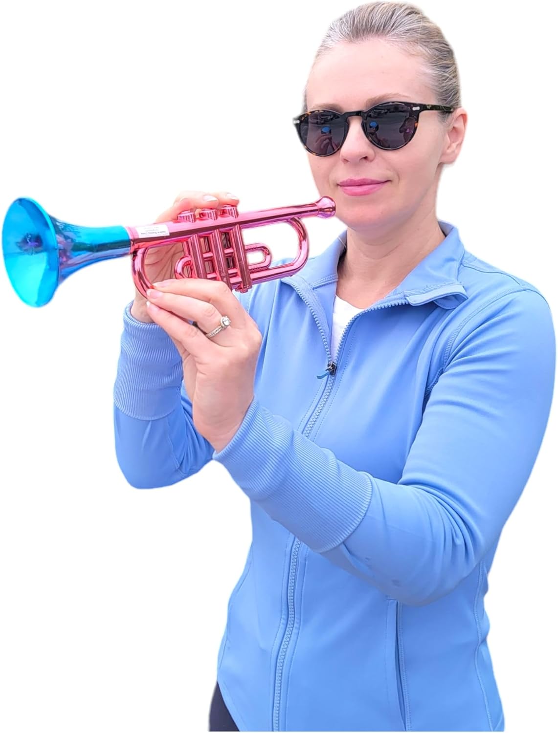 Trompetas metálicas (13 pulgadas), juguetes musicales de plástico para niños, instrumentos para hacer ruido para fiestas de cumpleaños, deportes,