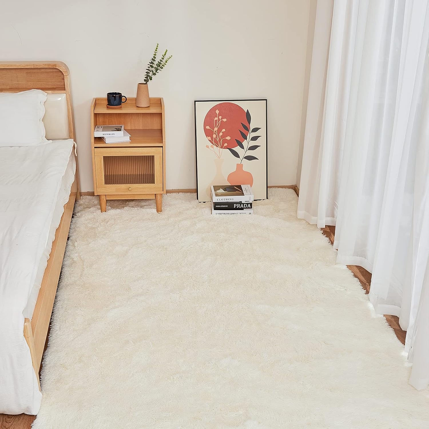 Alfombras suaves y esponjosas de 5 x 7 pies para dormitorio, alfombras peludas de felpa para sala de estar, aula, guardería, dormitorio, decoración