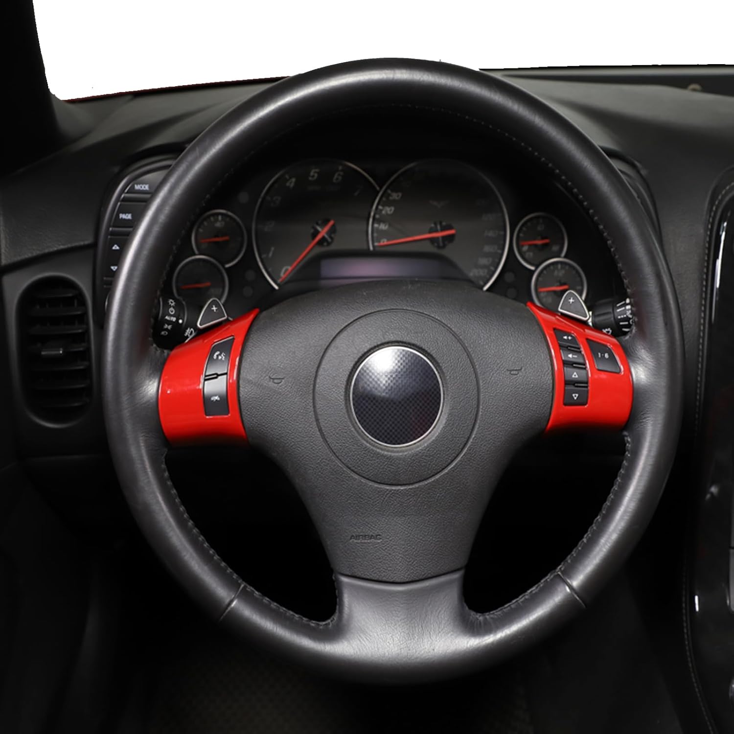 Cubierta del marco del botón del volante de automóvil para Corvette C6 Z06 ZR1 2005-2013 Accesorios de interior Calcomanía, calcomanías de estilo