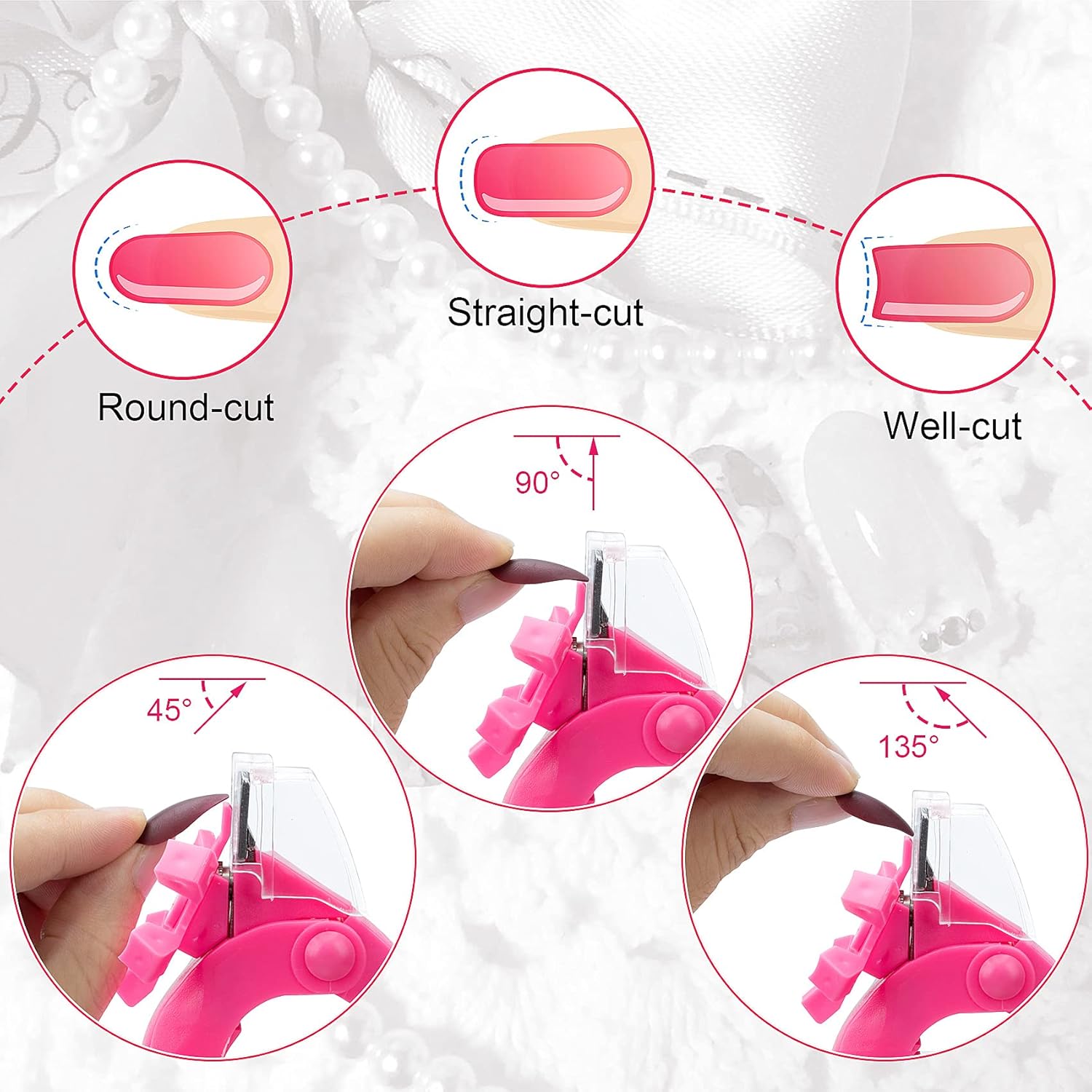 ANCIRS – Juego de 3 cortadoras de uñas acrílicas, cortaúñas ajustable de acero inoxidable, cortadora de puntas para proyectos de manicura de uñas