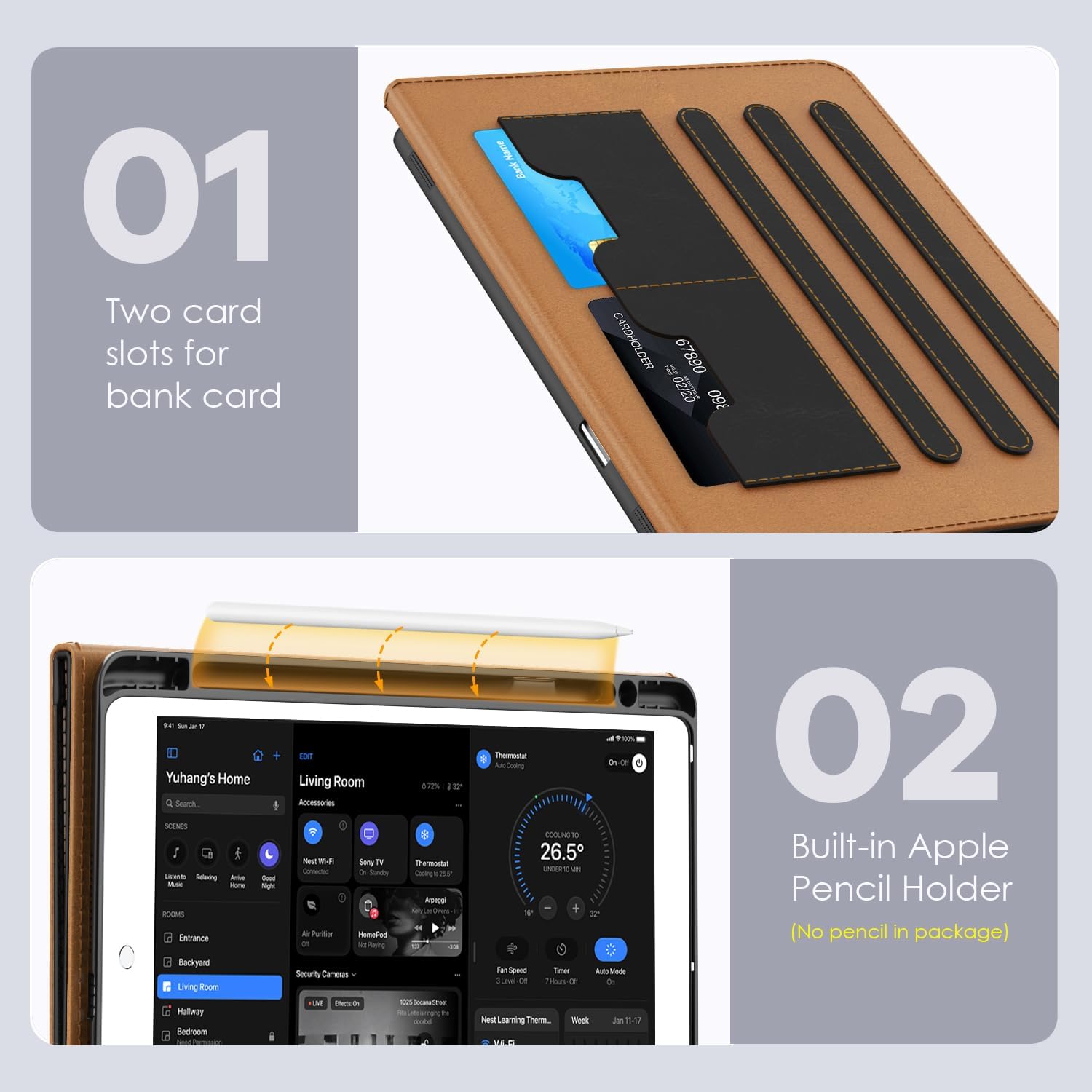 OKP Funda para iPad de 9 generación 2021  8 generación 20207 generación 2019 de 10.2 pulgadas con soporte de piel sintética de visión multiángulo