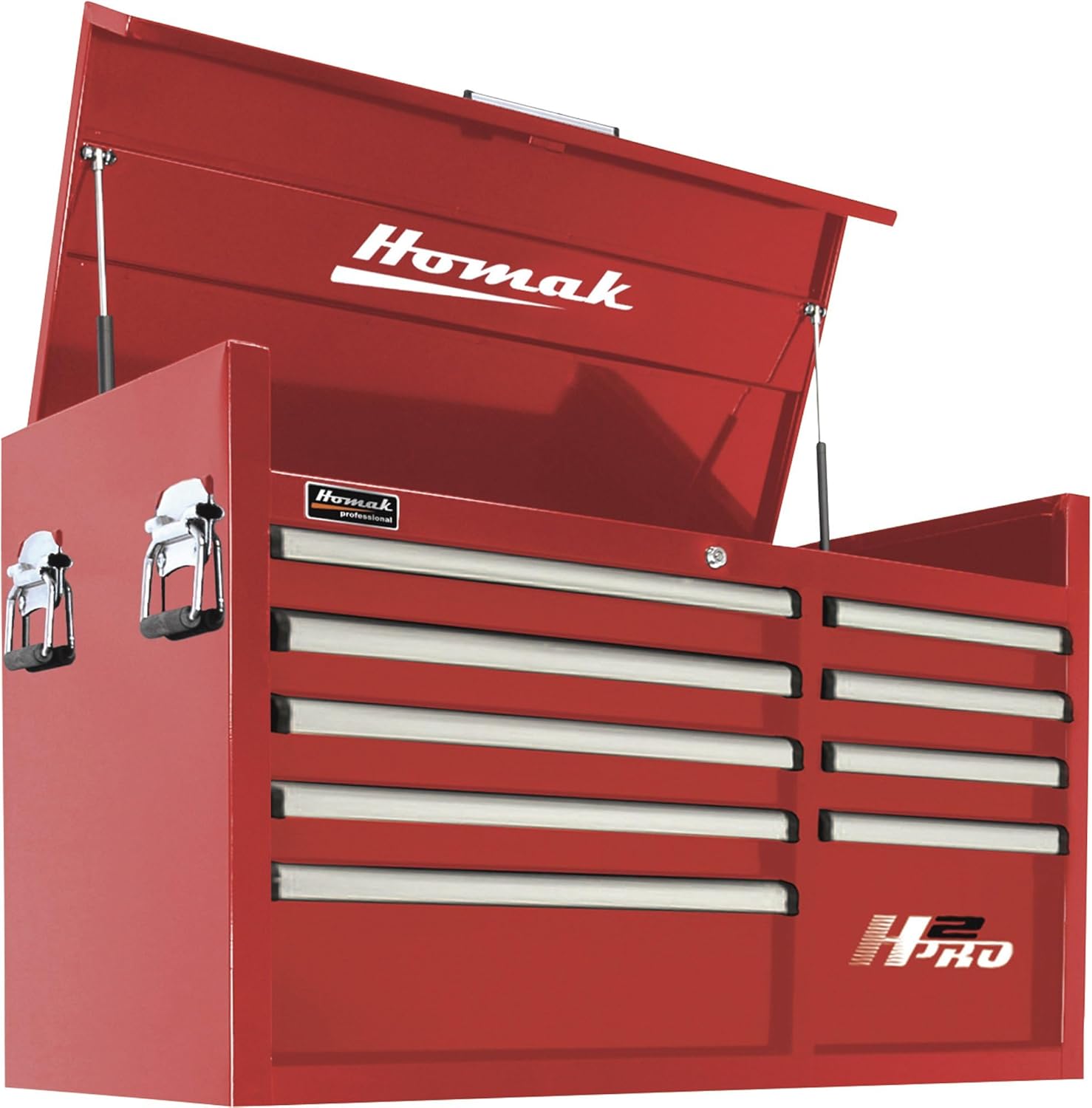 Homak H2PRO – Cofre de herramientas con tapa de 9 cajones de 41 pulgadas, color rojo, 41 18 pulgadas de ancho x 21 34 pulgadas de profundidad x 24