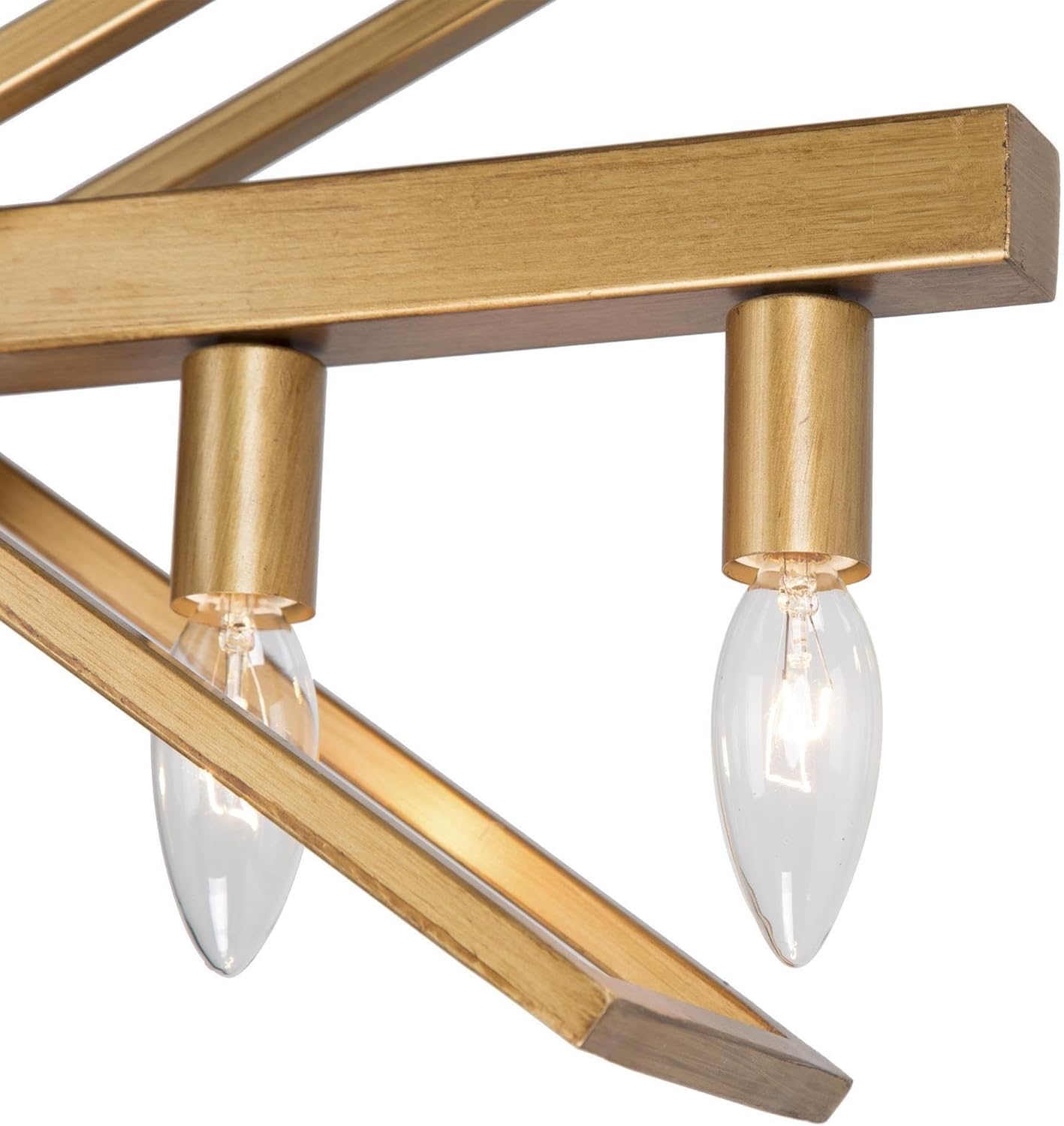 Candelabros dorados para comedor, 5 luces modernas lineales para isla de cocina, lámpara de araña grande de 31 pulgadas con acabado dorado