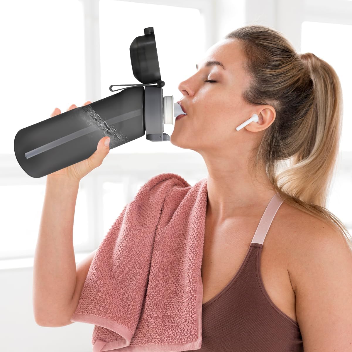 Botella de agua con cápsulas de sabor, botella de agua con fragancia de fruta, taza de agua con aroma, taza de agua deportiva adecuada para deportes