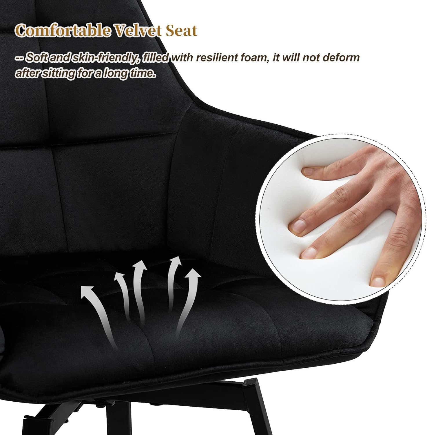 CLIPOP Juego de 2 sillas giratorias modernas, sillas giratorias de comedor para cocina, sillas de comedor de terciopelo con brazo, patas de metal
