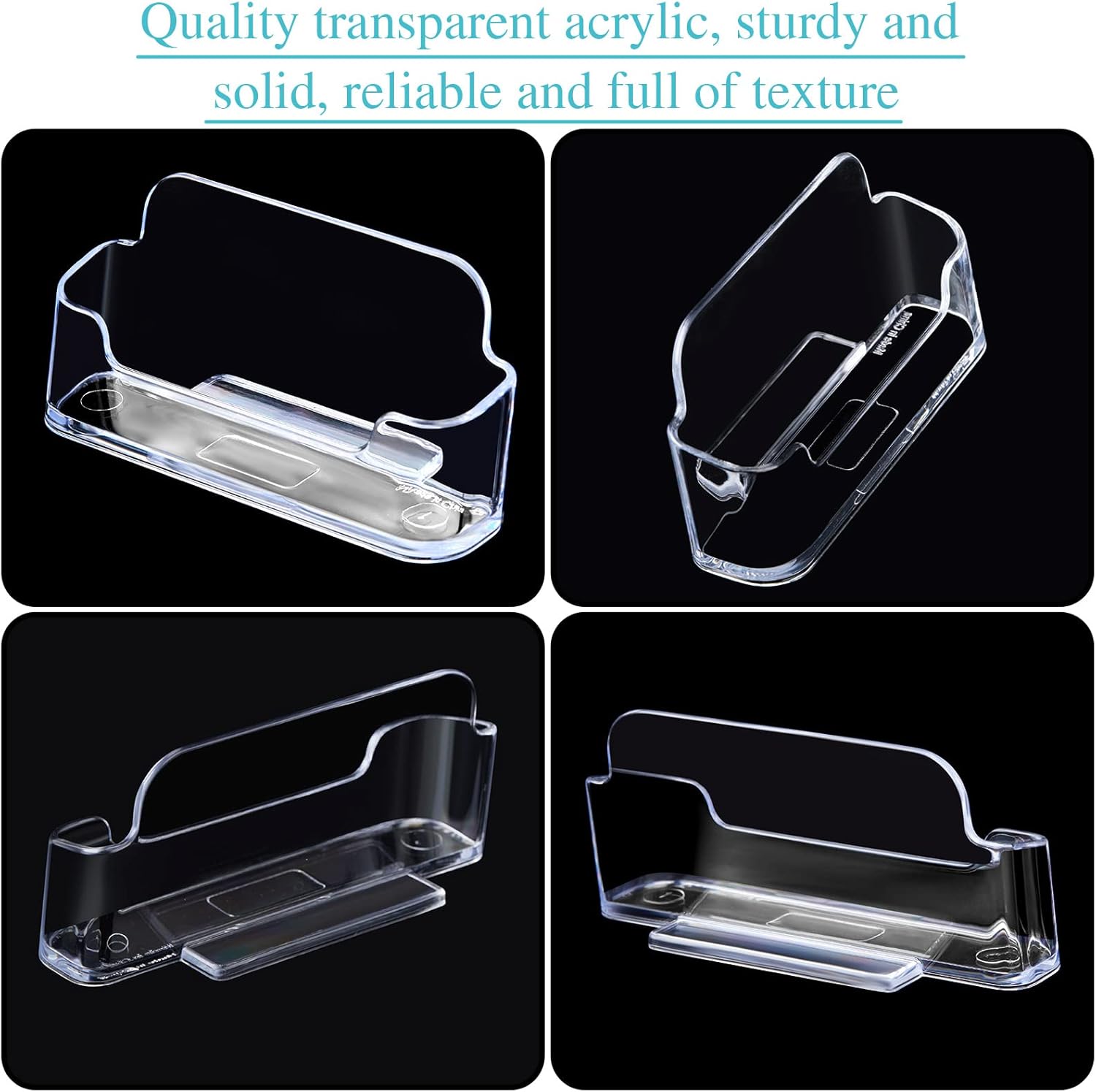 Thenshop Paquete de 64 soportes para tarjetas de visita de escritorio, soporte de acrílico para tarjetas de visita transparente, soporte para