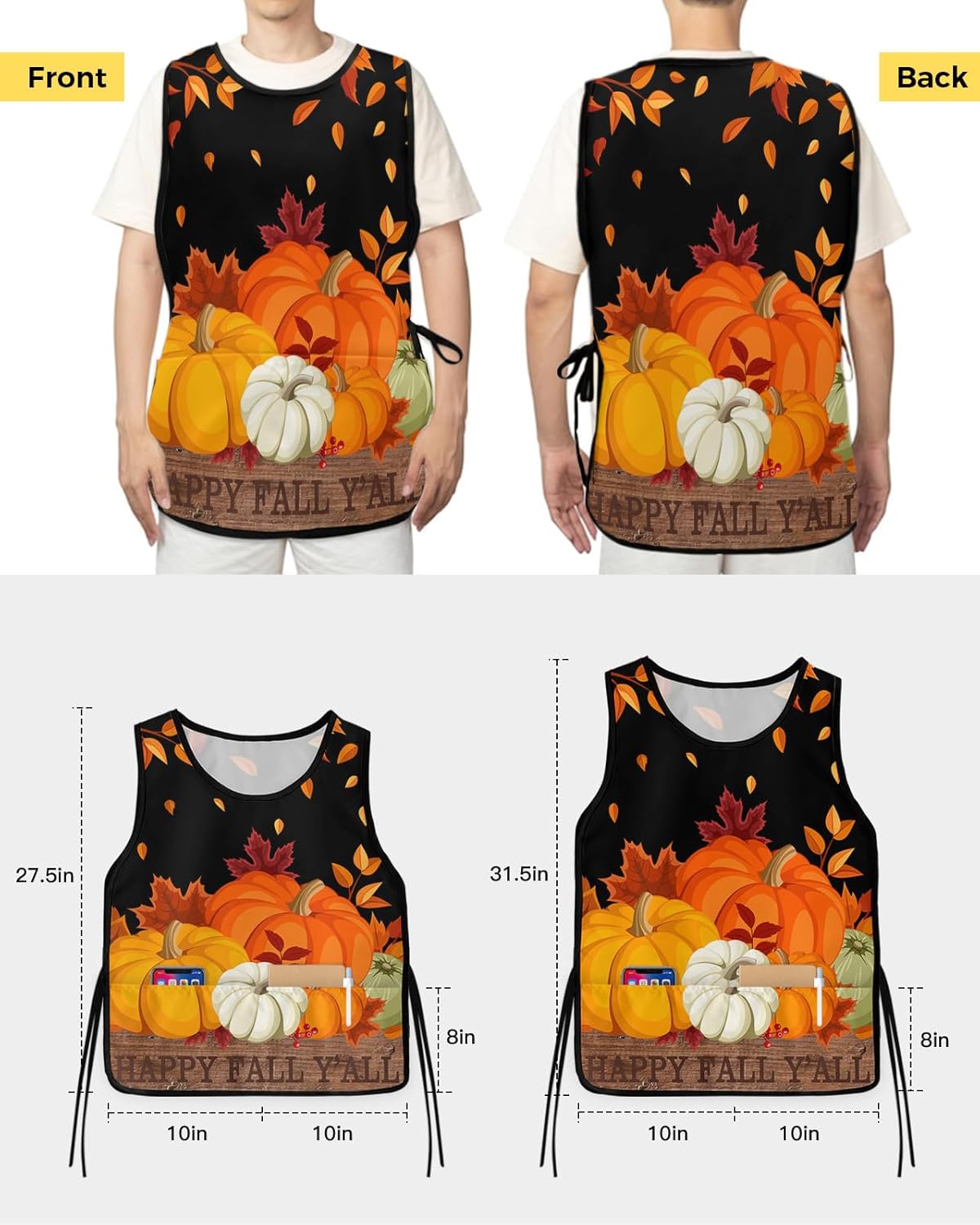 Universal Cobbler Apron with 2 Pockets Unisex Waterproof Chef Aprons Adjustable Washable Bib Apron
