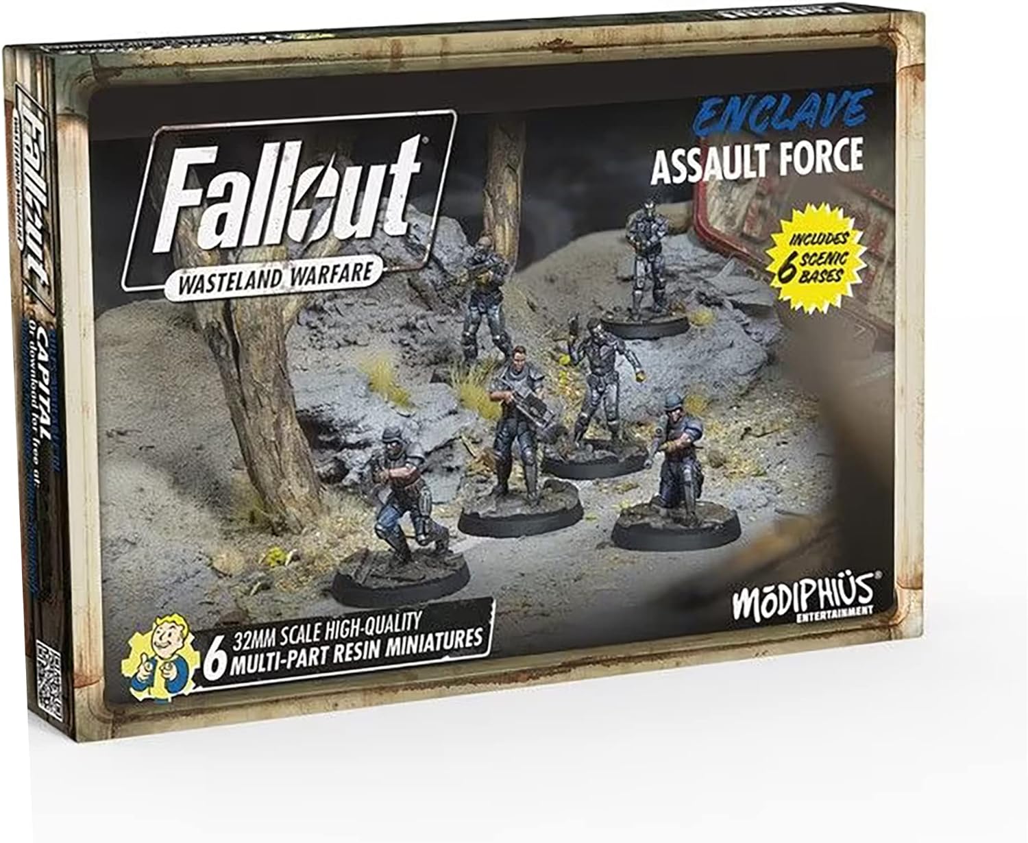 Modiphius Entertainment Ltd Fallout Wasteland Warfare Enclave-Assault Force – 6 miniaturas, figuras de resina de calidad sin pintar de 1.260 in,