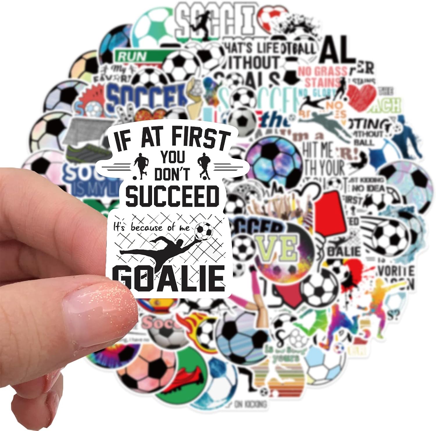 100 calcomanías de fútbol para niños, calcomanías de vinilo impermeables con diseños motivacionales, regalo perfecto para niños, adolescentes y