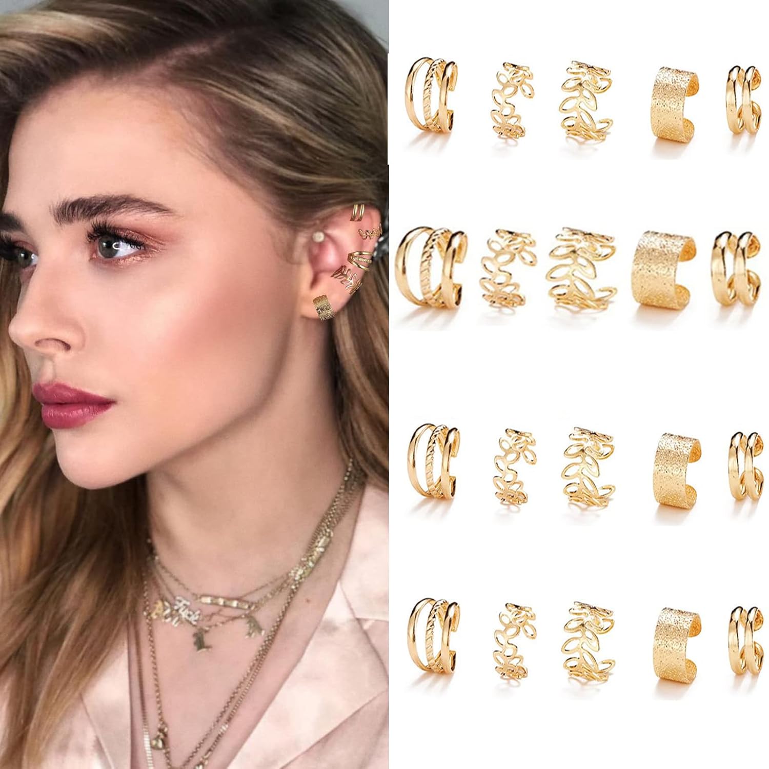 20 piezas de joyas doradas para el cabello para trenzas con diamantes de imitación de cristal, clips de trenza para rastas sin perforación, joyería
