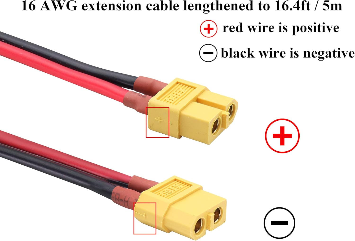 AOTOKK – Cable adaptador XT60 para encendedor de cigarrillos, 16 AWG XT60 hembra a encendedor de cigarrillos, cable de carga macho para dispositivo