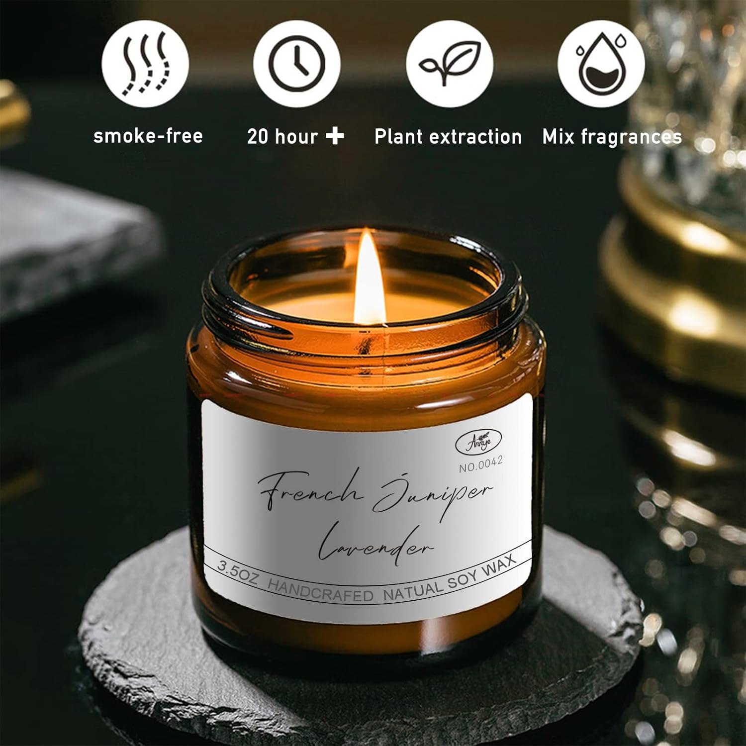 Velas perfumadas de lavanda de enebro francés, vela de soja natural para el hogar, vela en tarro vertida a mano, regalos para mujeres, hombres,